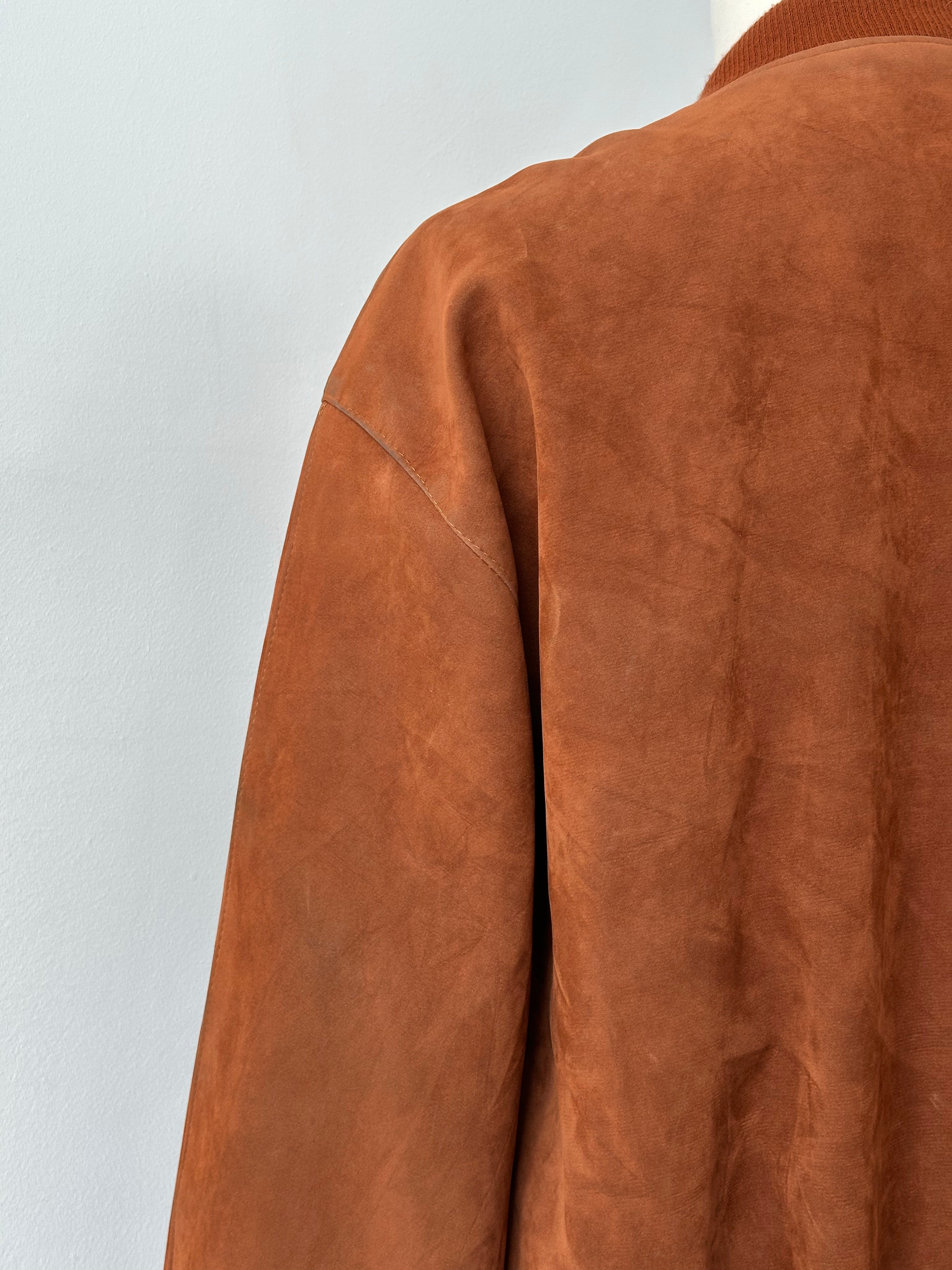 Vintage 1990s Faux Suede Bomber Jacket - M