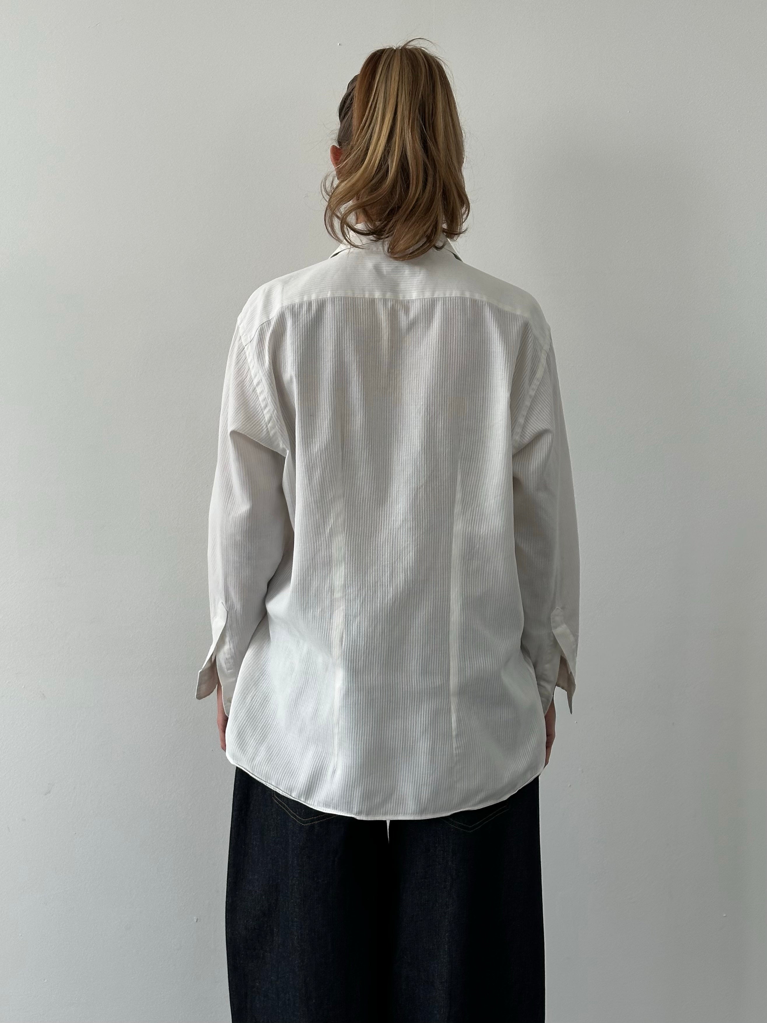 Christian Dior 1990s Cotton Striped Logo Shirt - L