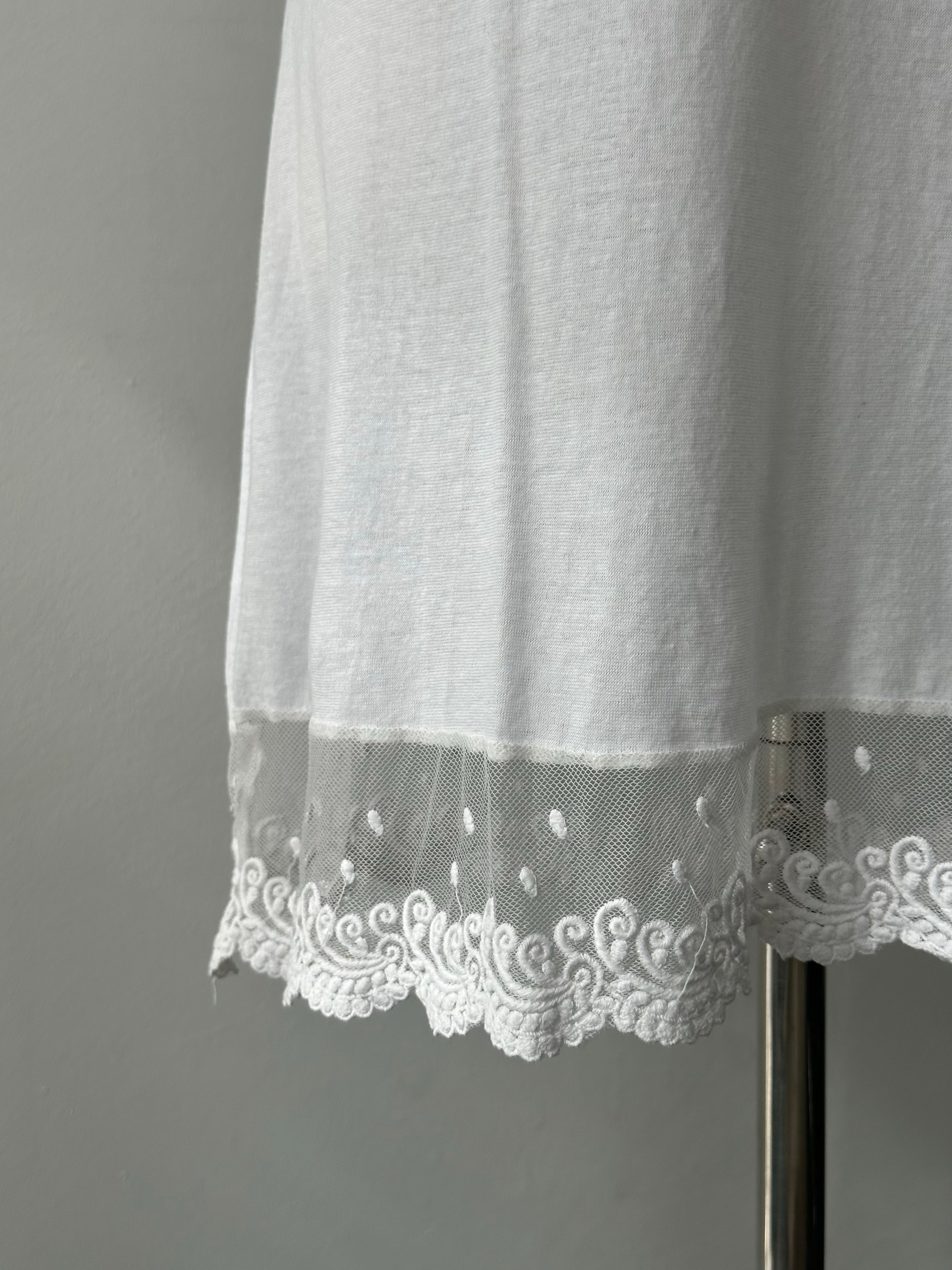 Italian Vintage 1990s Cotton Lace Slip Dress - S-M