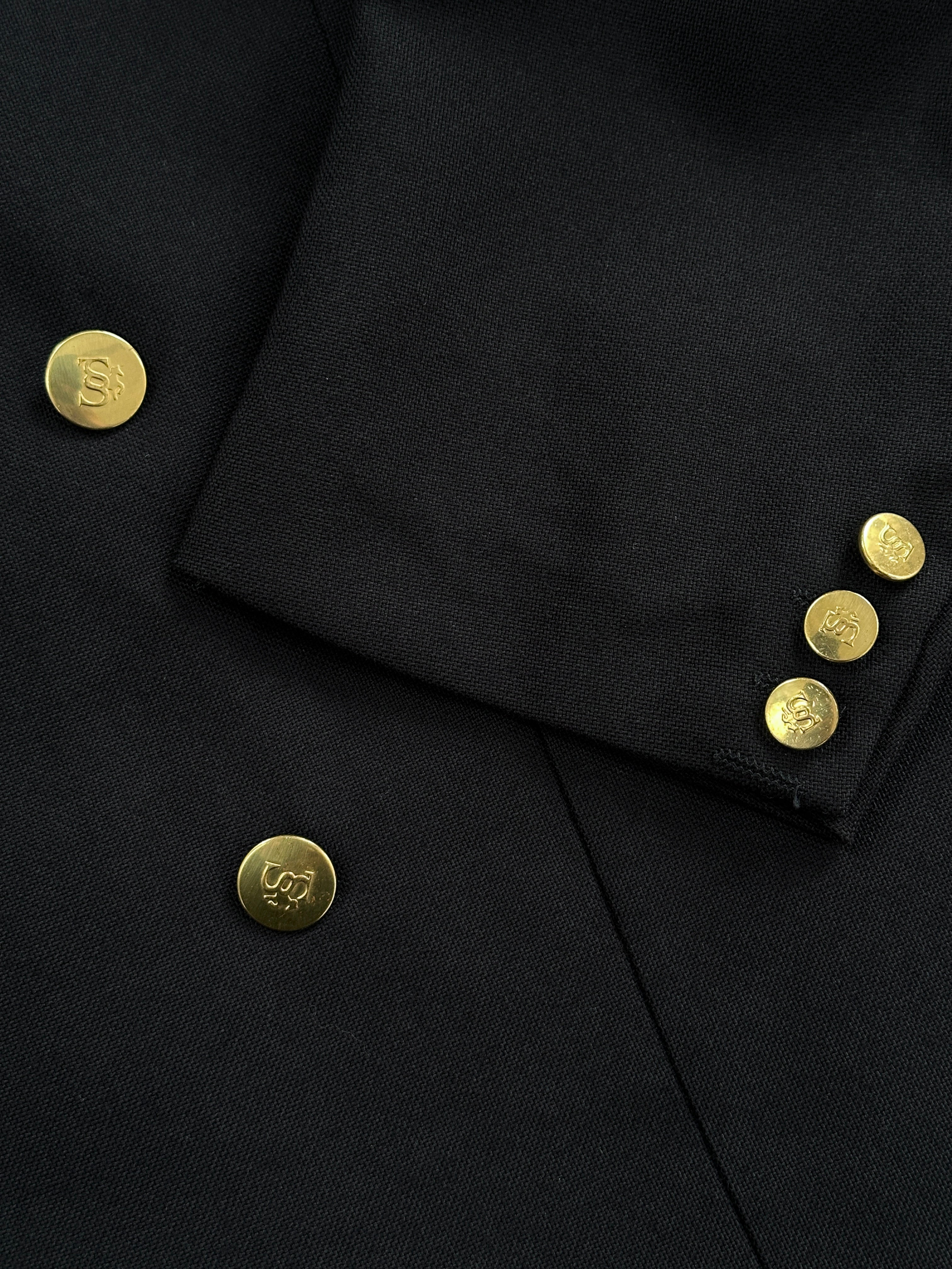 Burberry Bespoke Button pure wool double-breasted blazer in size L, tailored fit with classic design and signature check lining.