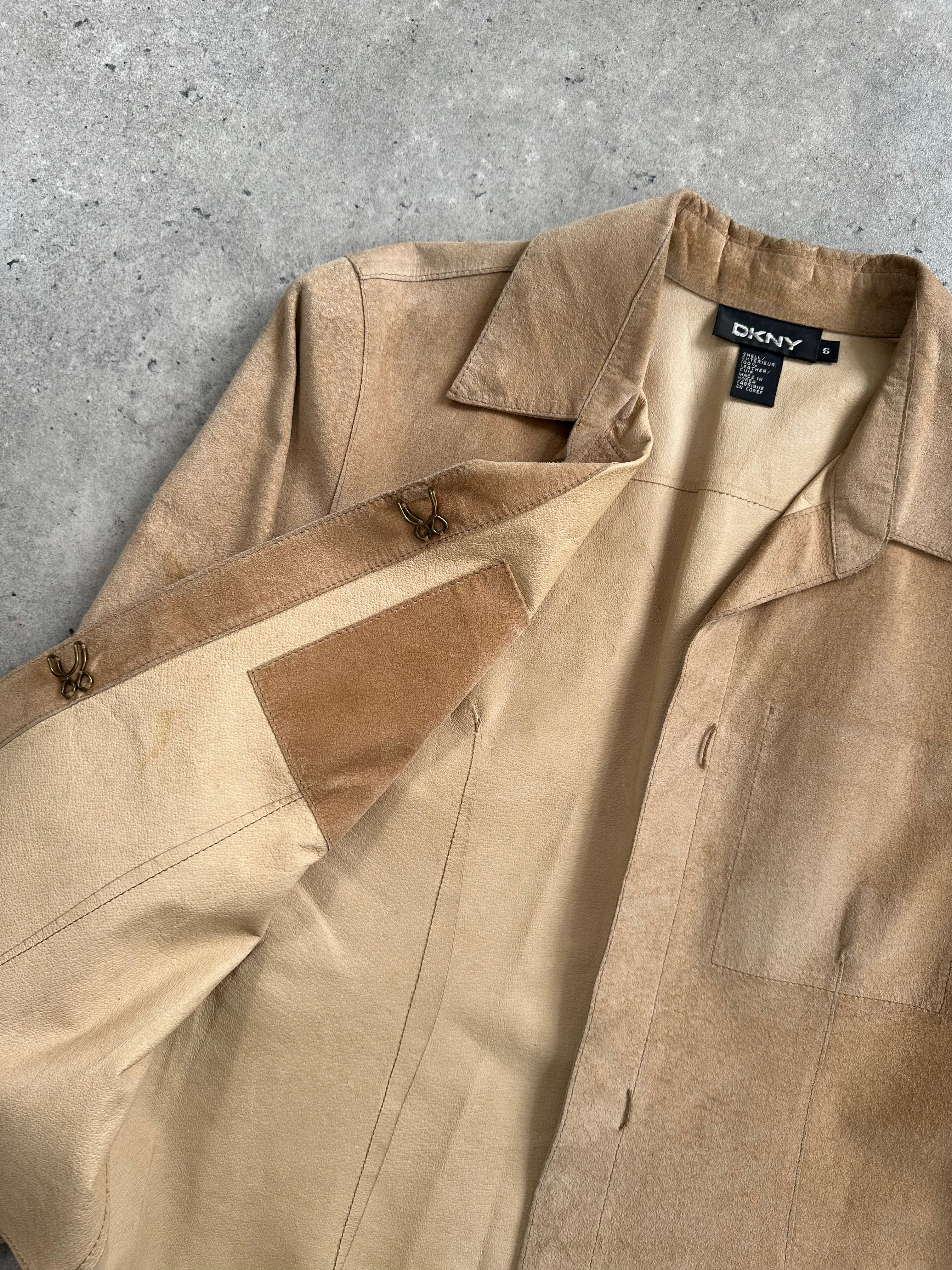 DKNY 2000s Concealed Placket Suede Shirt - XS