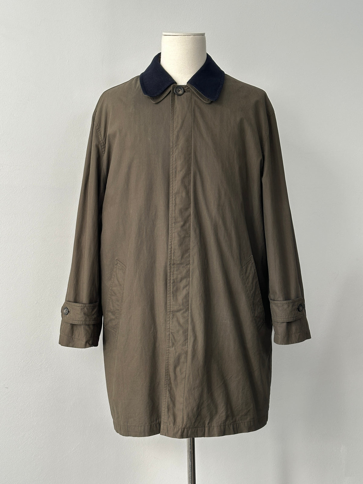 Chaps Ralph Lauren 1990s Wool Collar Cotton Trench Coat - L