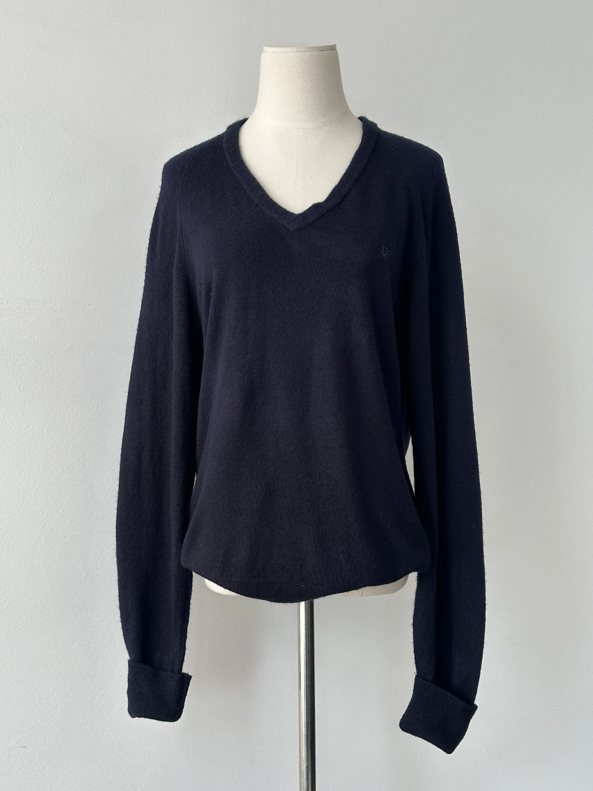 Christian Dior 1990s V Neck Logo Jumper - S-M