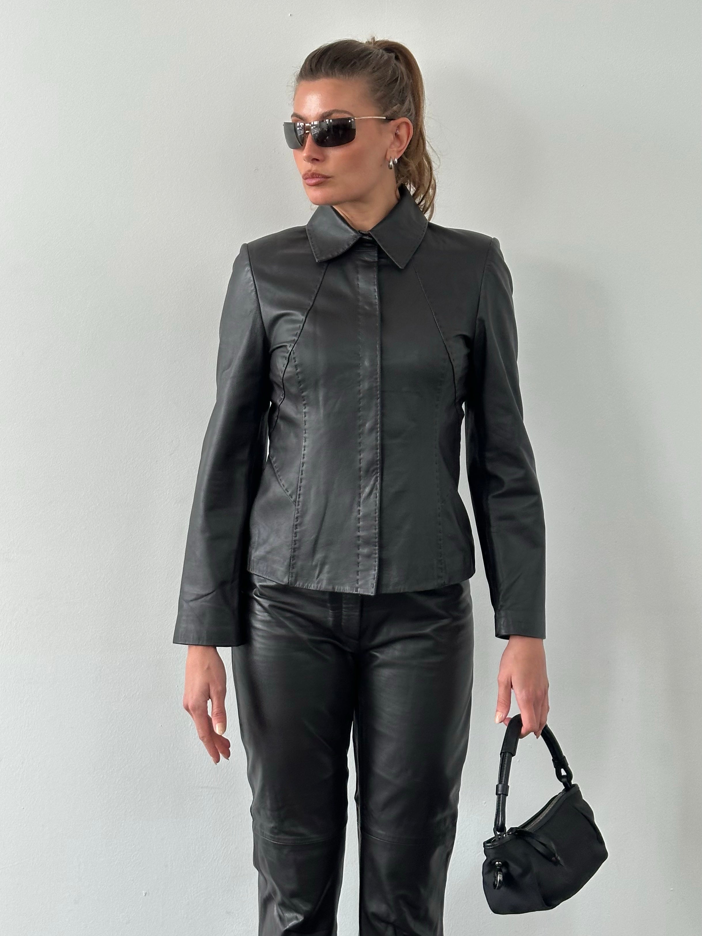 Vintage 1990s Leather Two Piece - S/W28
