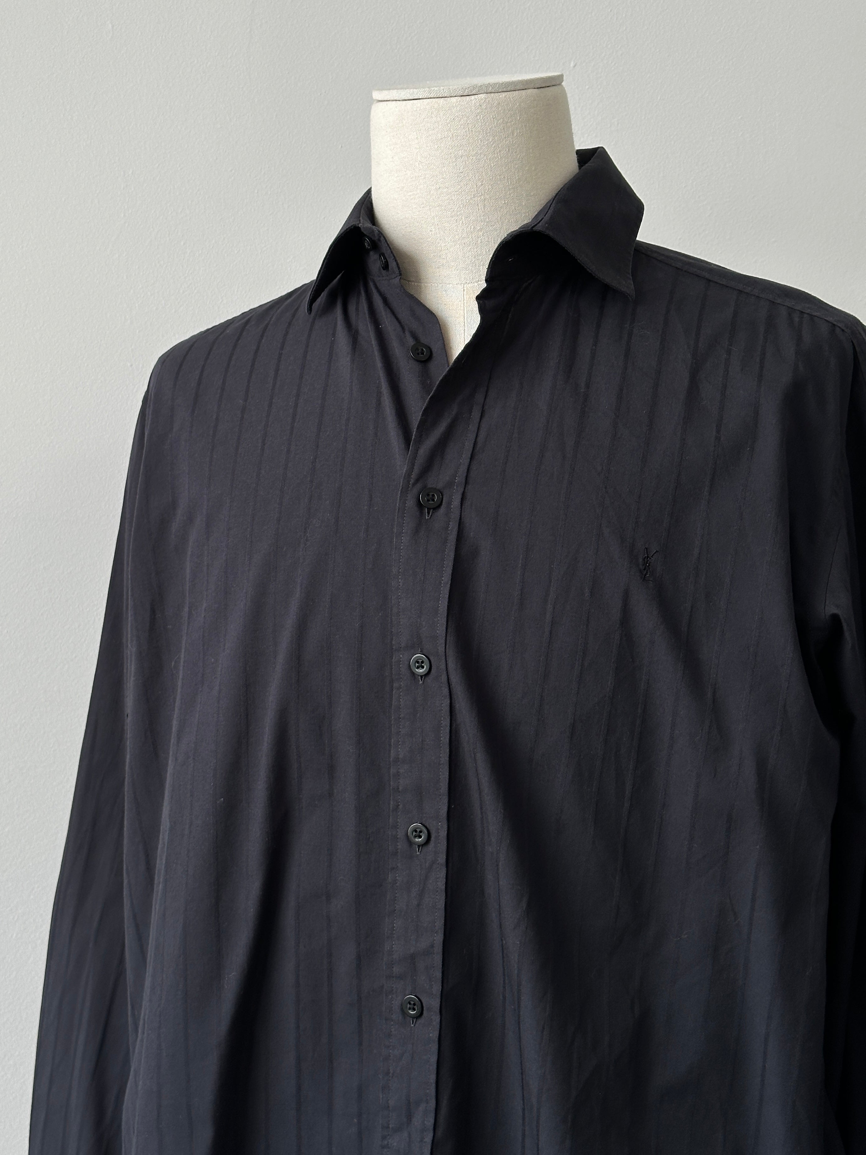 Yves Saint Laurent Pour Homme 1990s Cotton Striped Shirt - L-XL