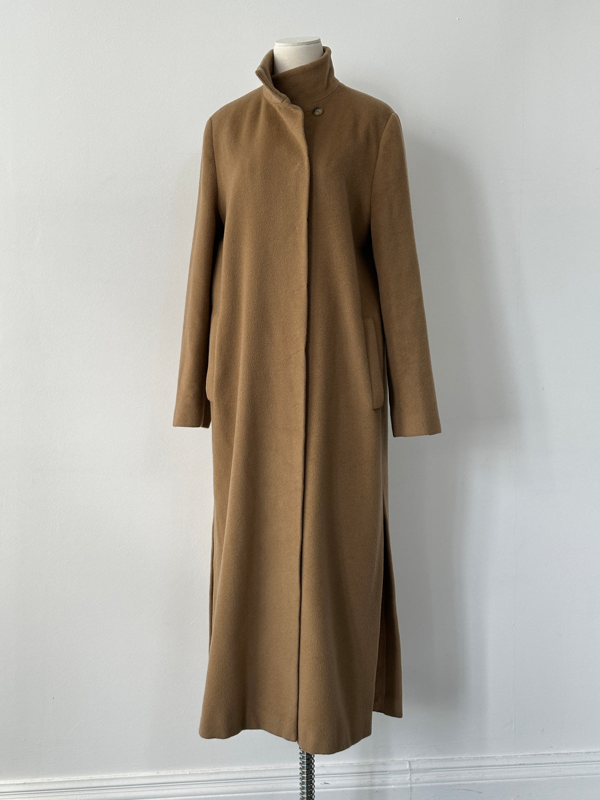 Iblues Italian Vintage 1990s Wool High Neck Floor Length Coat - L