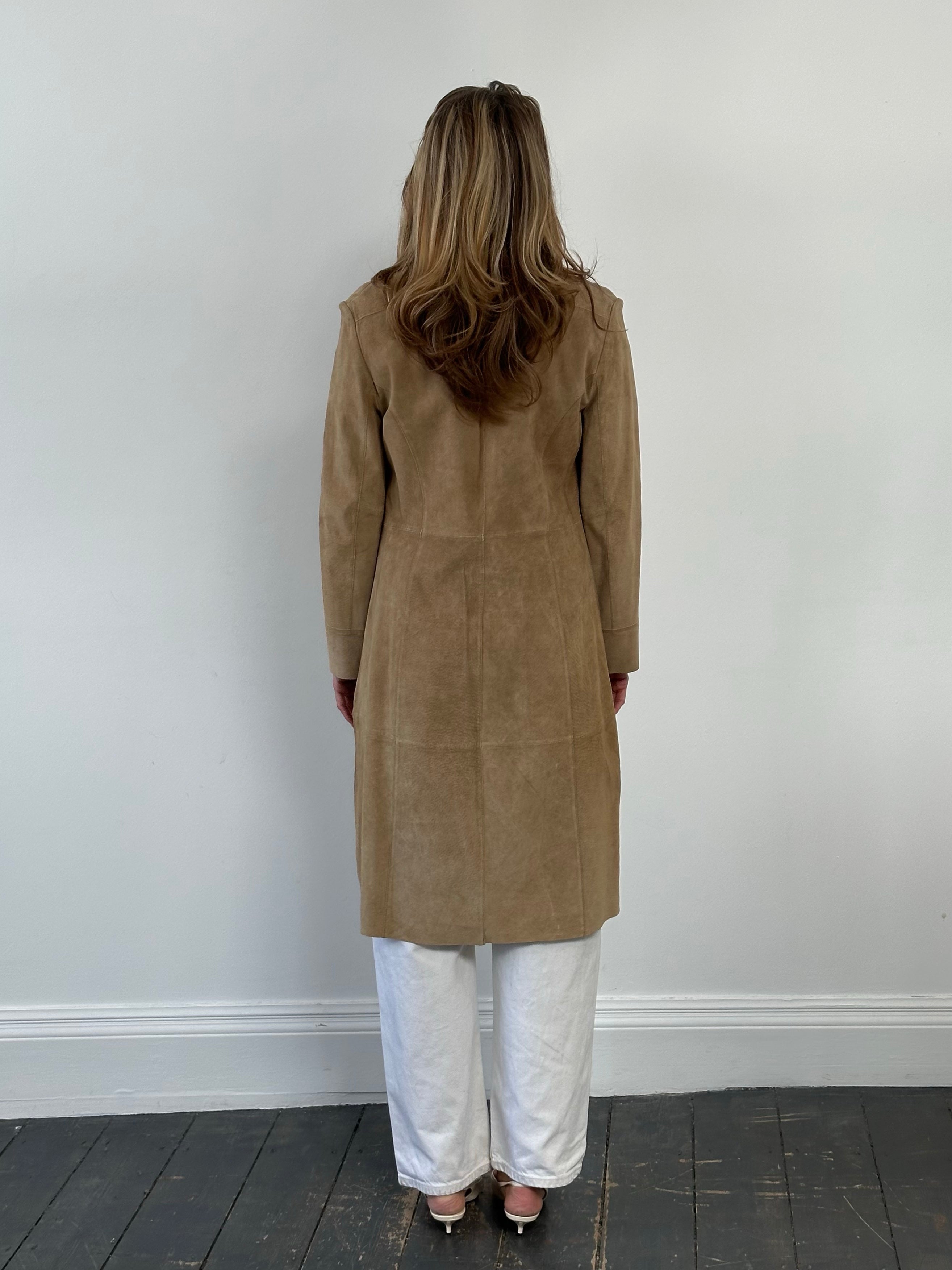 Vintage 1990s Suede Single Breasted Trench -