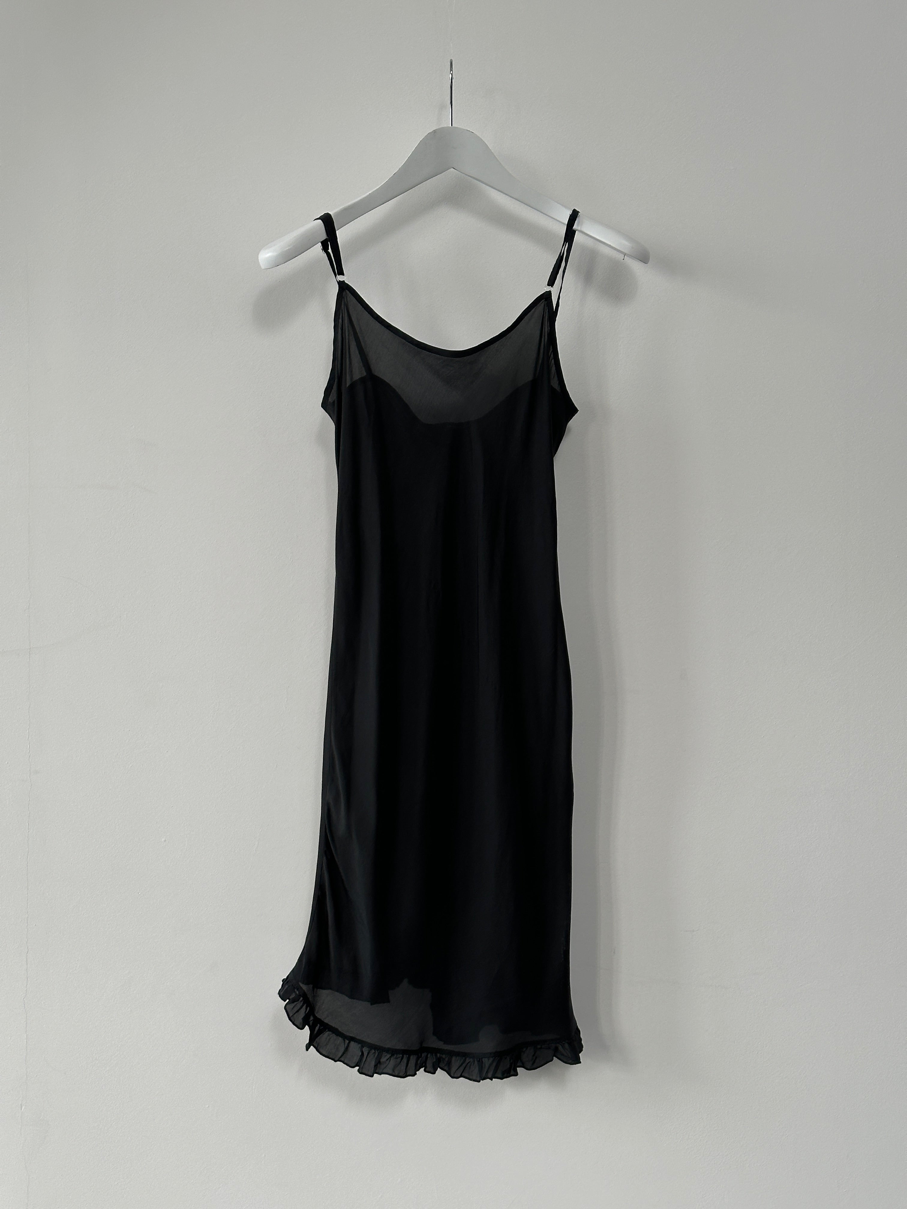 Italian Vintage pure silk sheer mini slip dress in size small, featuring delicate fabric and elegant vintage design.