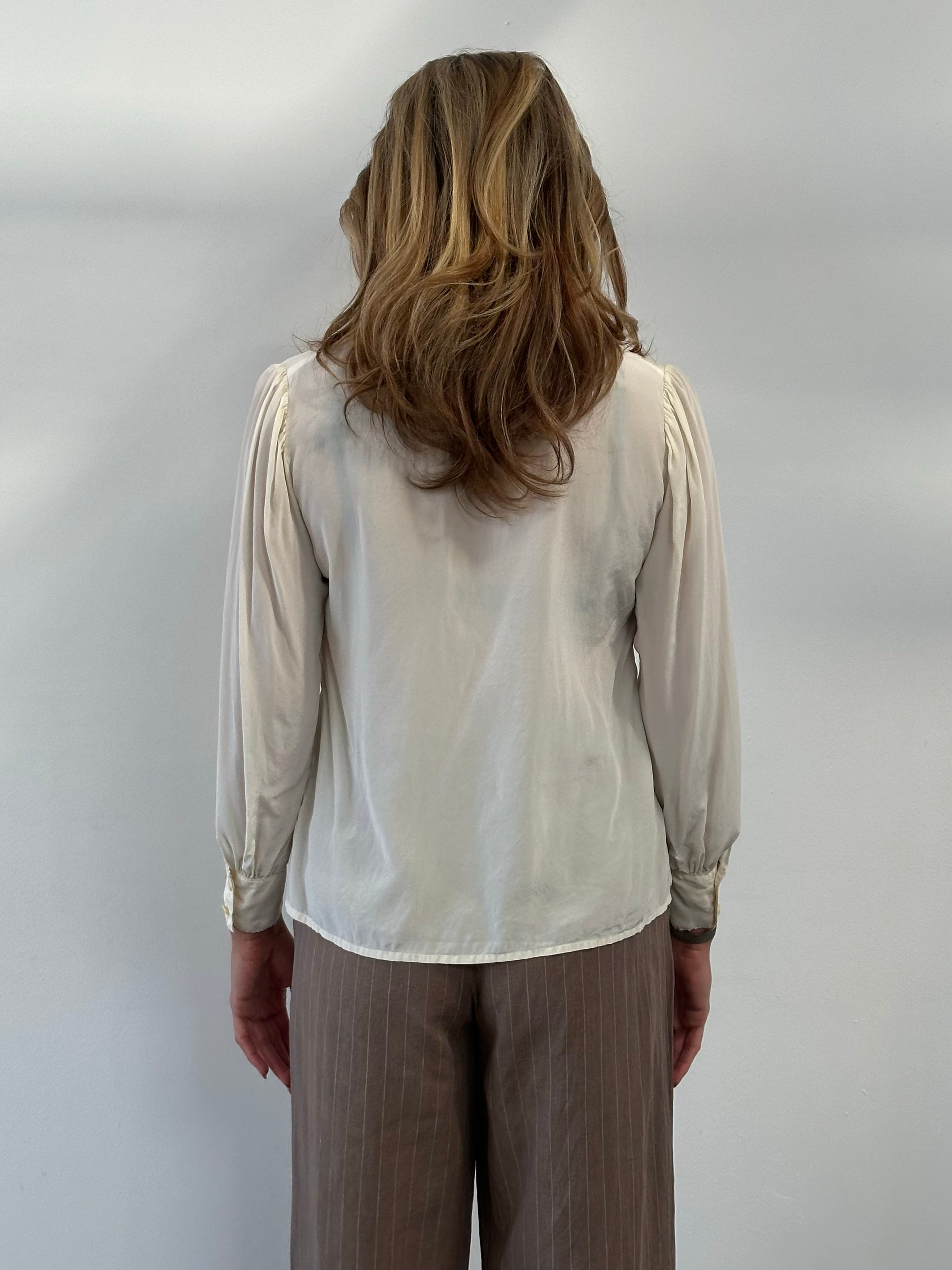 Vintage 1990s Pure Silk Embroidery Shirt - S