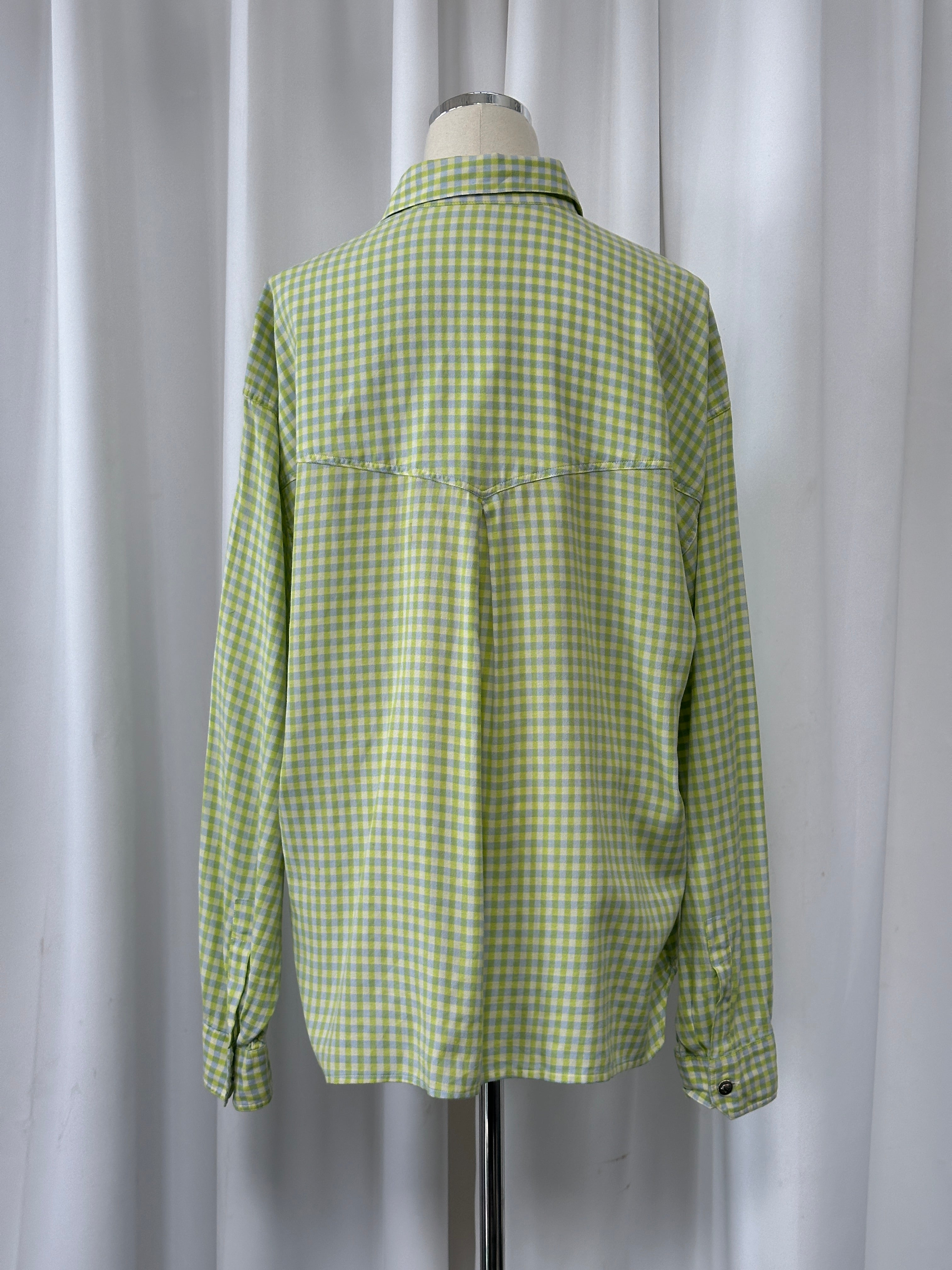 Versace Jeans Couture 1990s check cotton shirt in size L/XL, featuring a bold pattern and classic button-up style.
