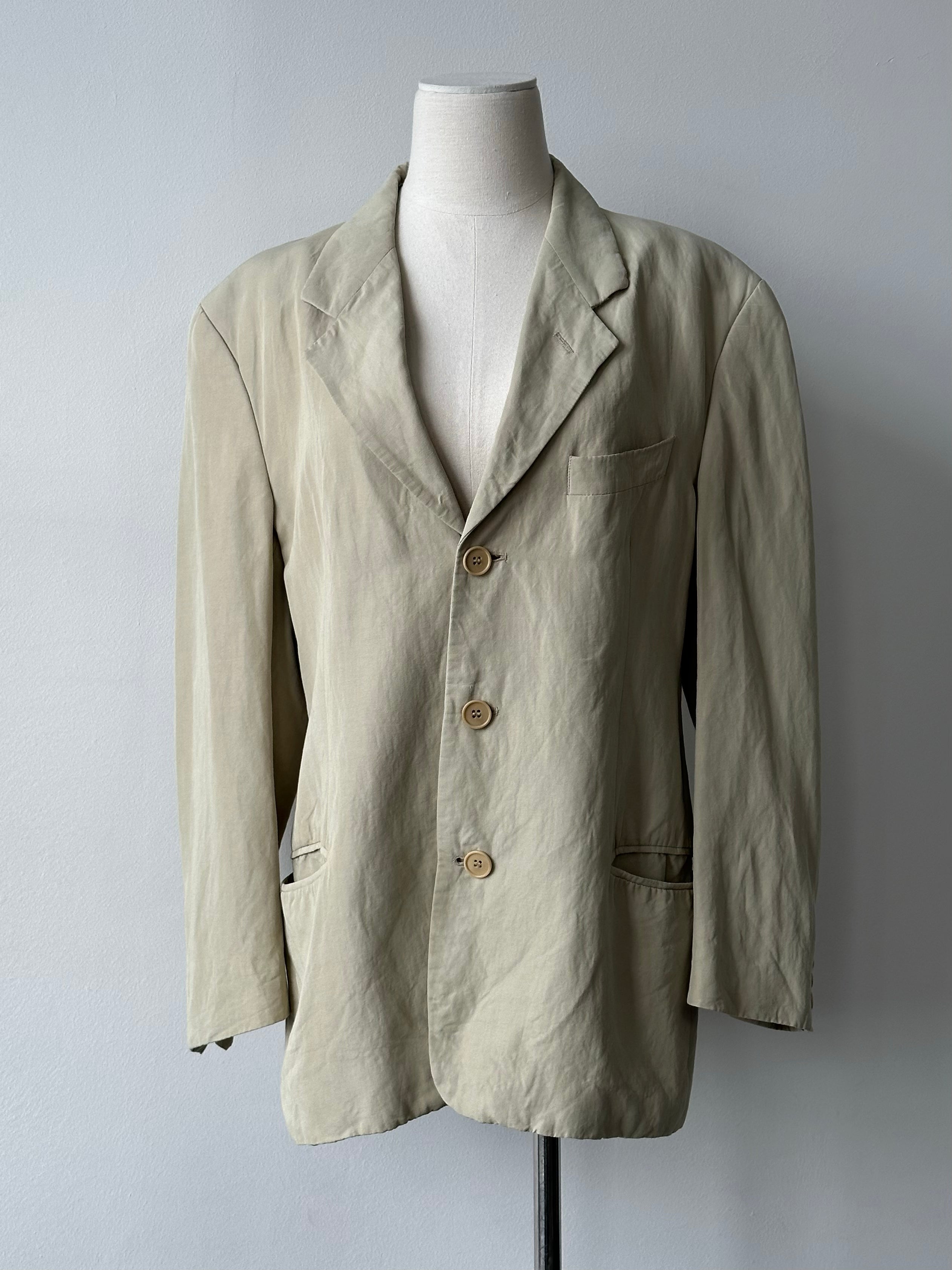 Emporio Armani 1990s Linen Single Breasted Blazer - M