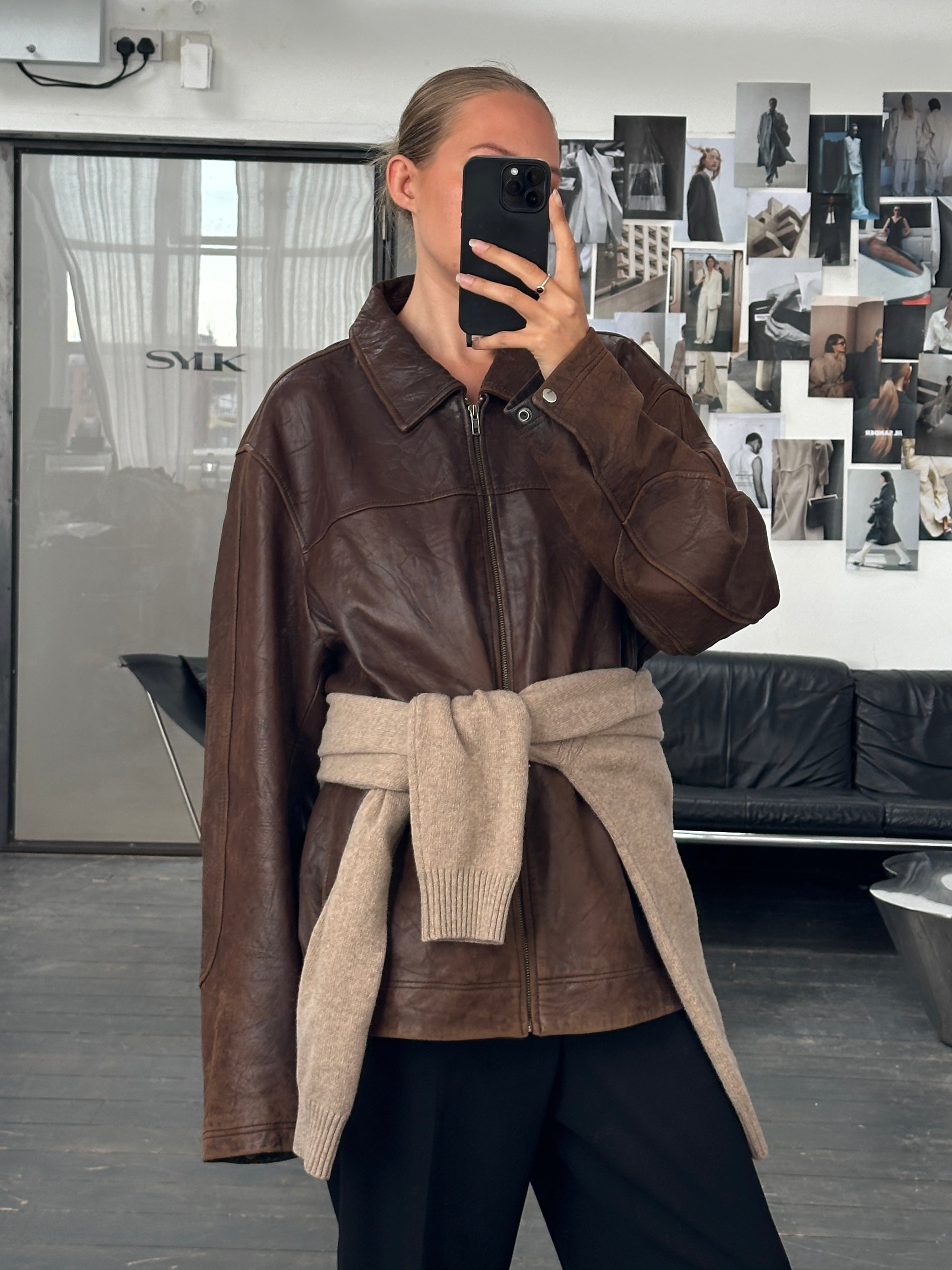 Vintage 1990s Distressed Leather Jacket - XXL | SYLK