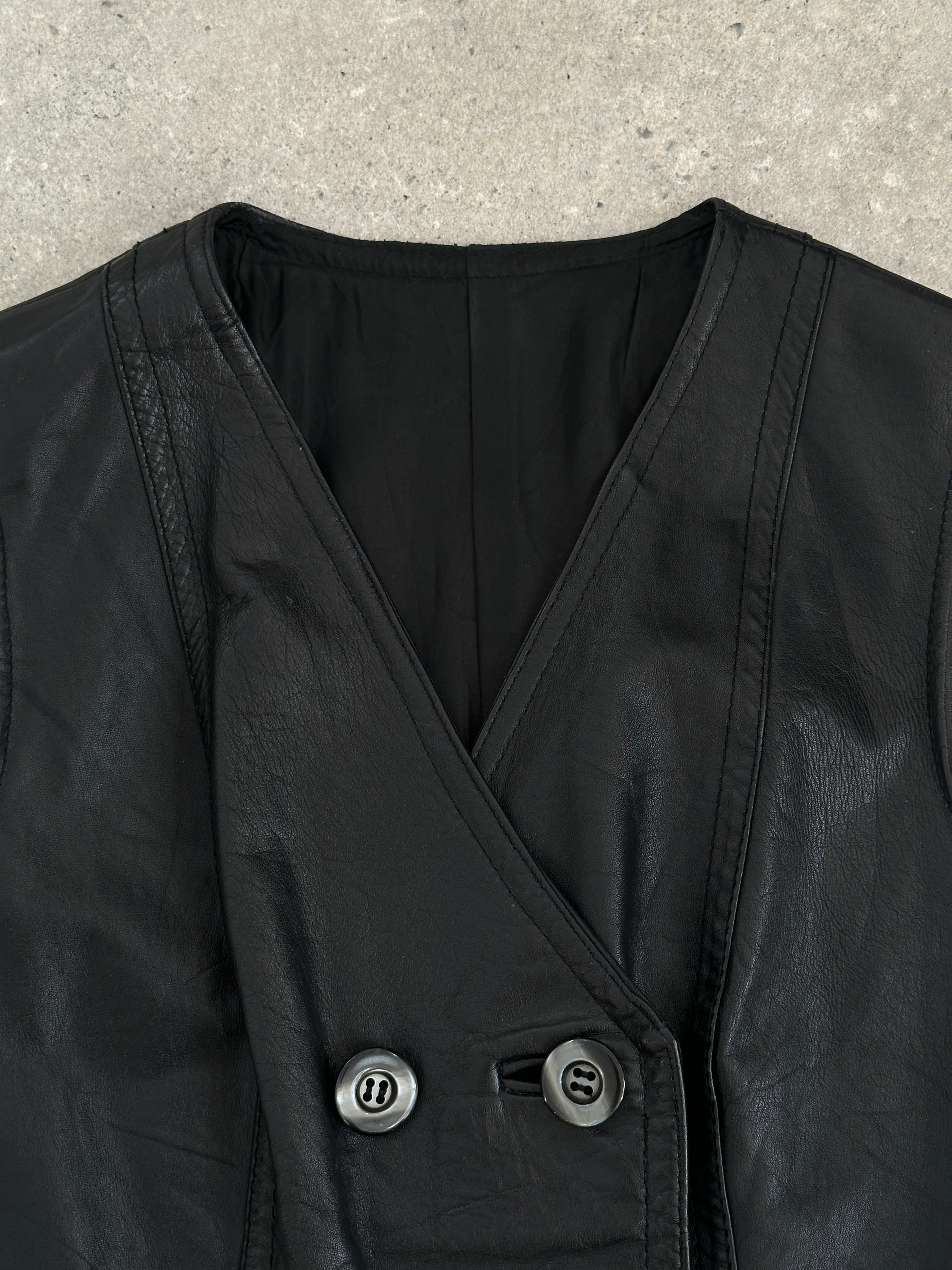 Vintage Double Breasted Leather Waistcoat - S - SYLK