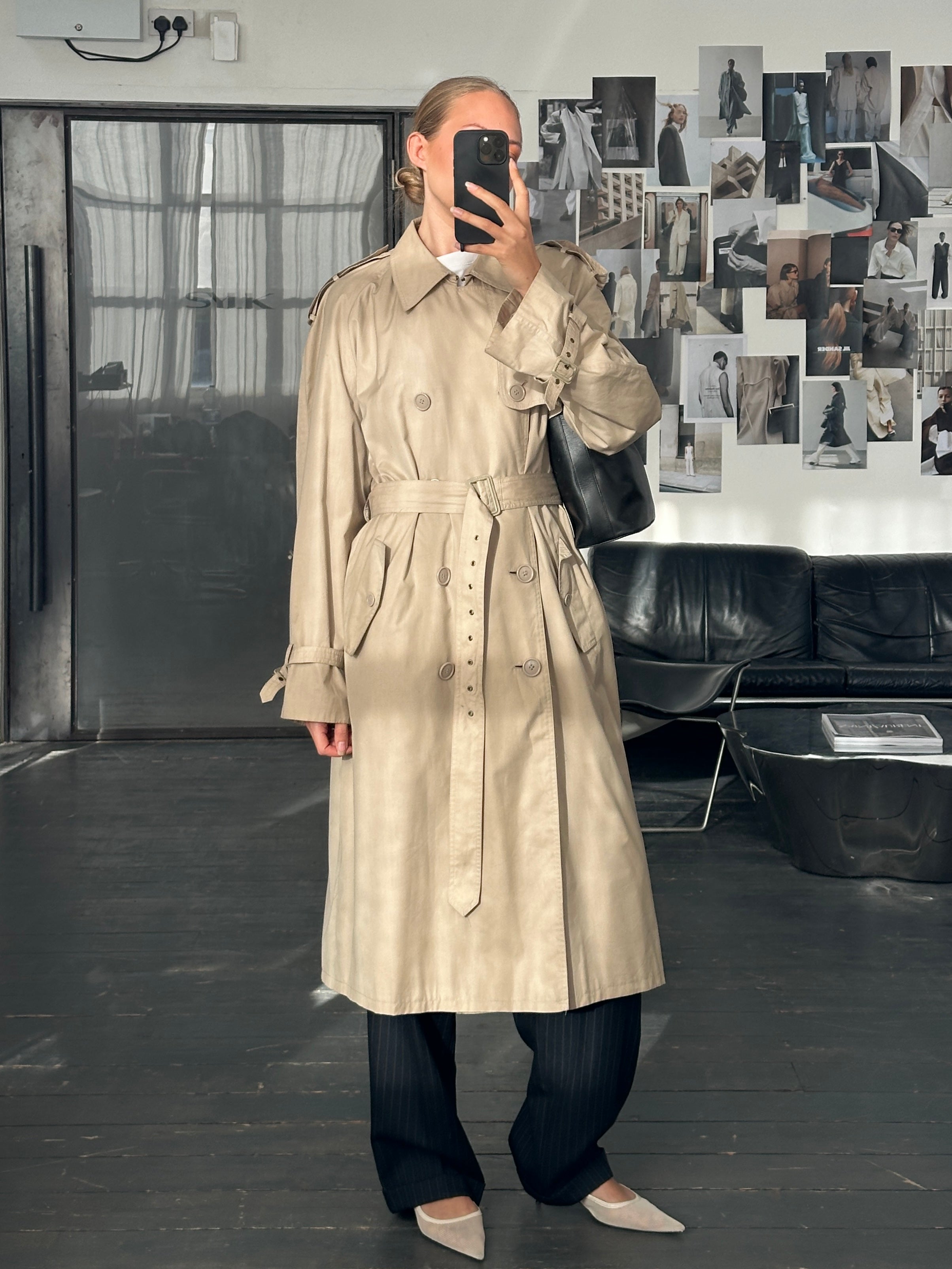 Yves Saint Laurent 1980s Cotton Double Breasted Belted Trench Coat - XL - SYLK