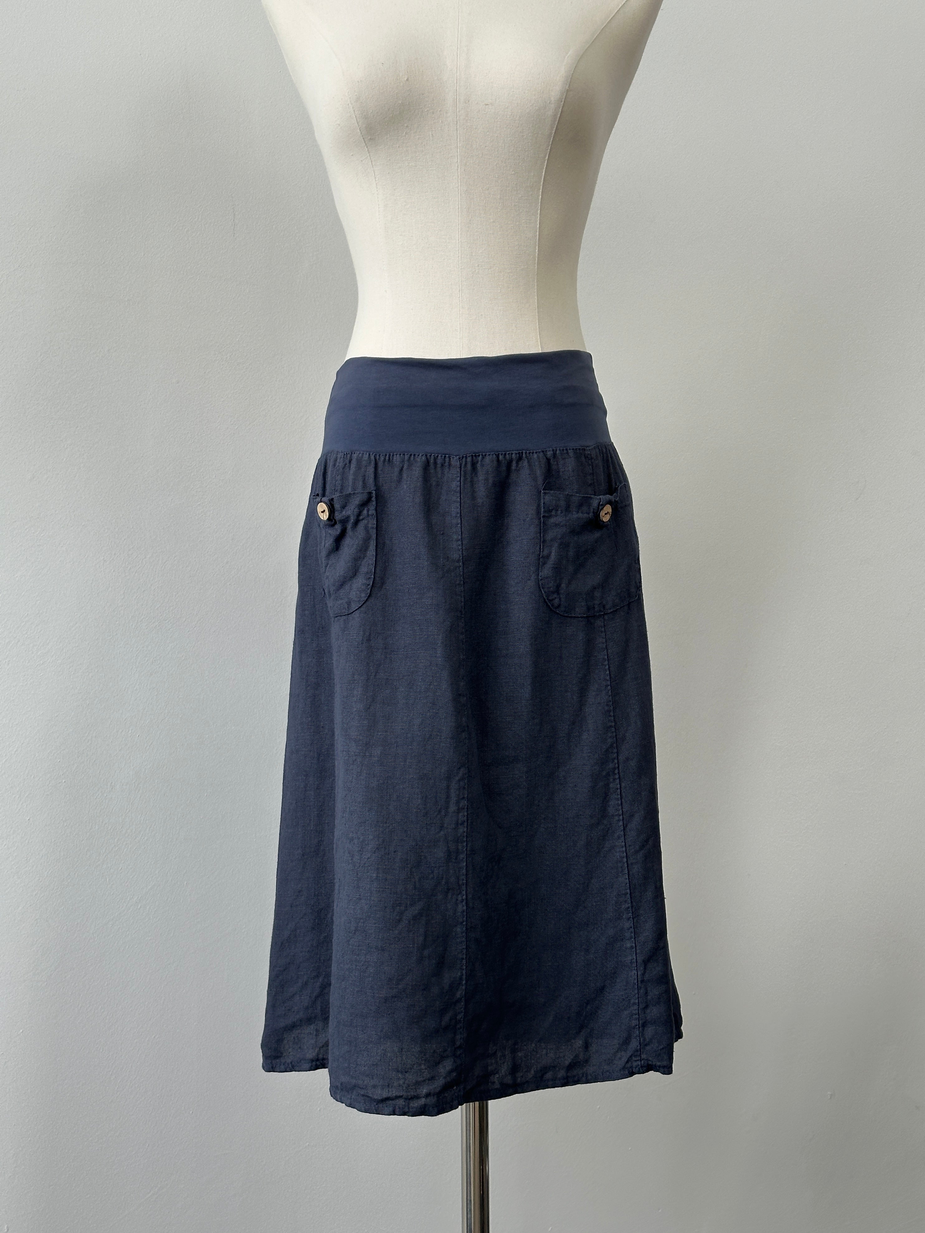 Vintage 1990s Pure Linen Midi Skirt - W30