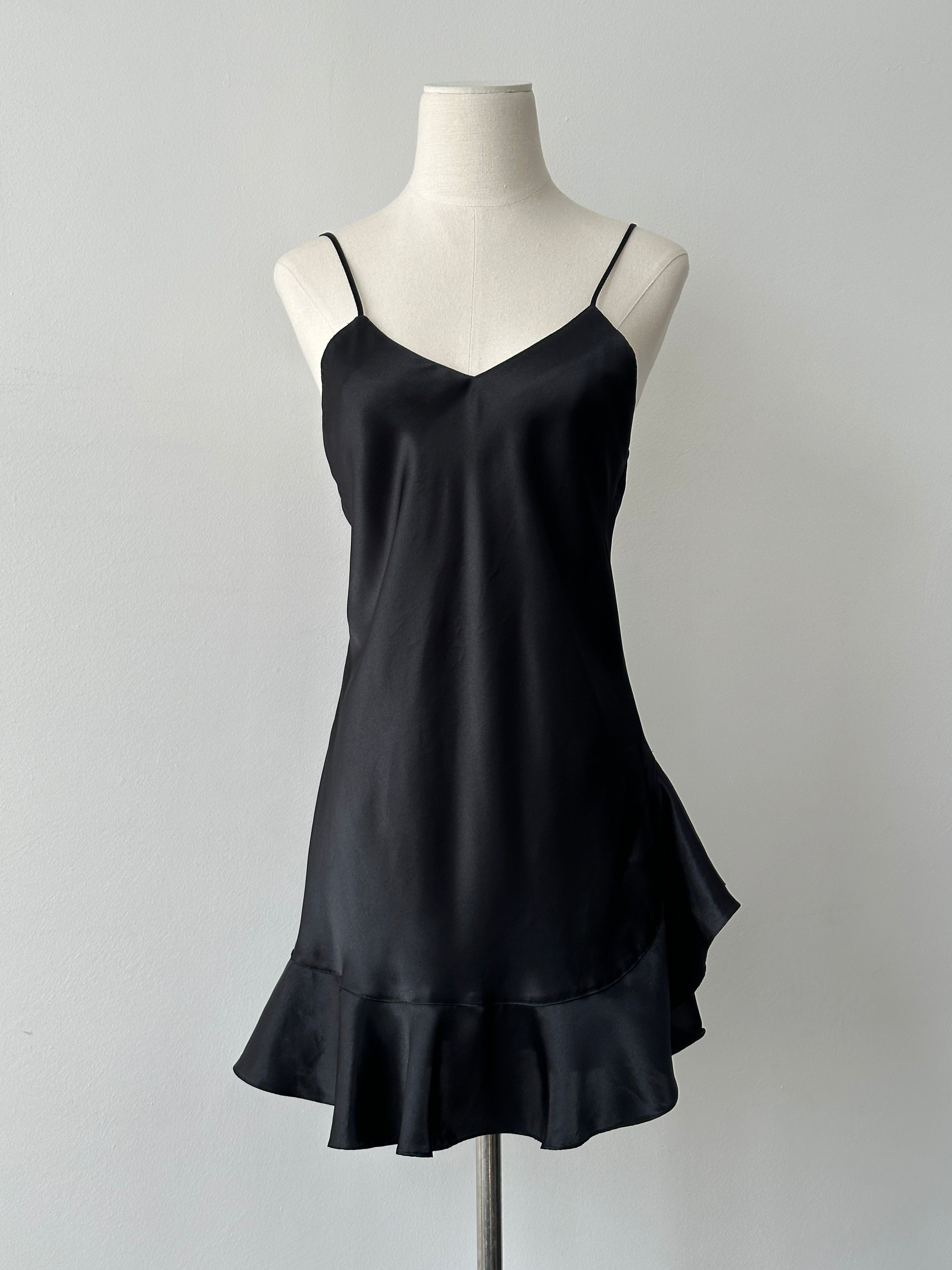 Vintage 1990s Satin Ruffle Mini Slip Dress - XS