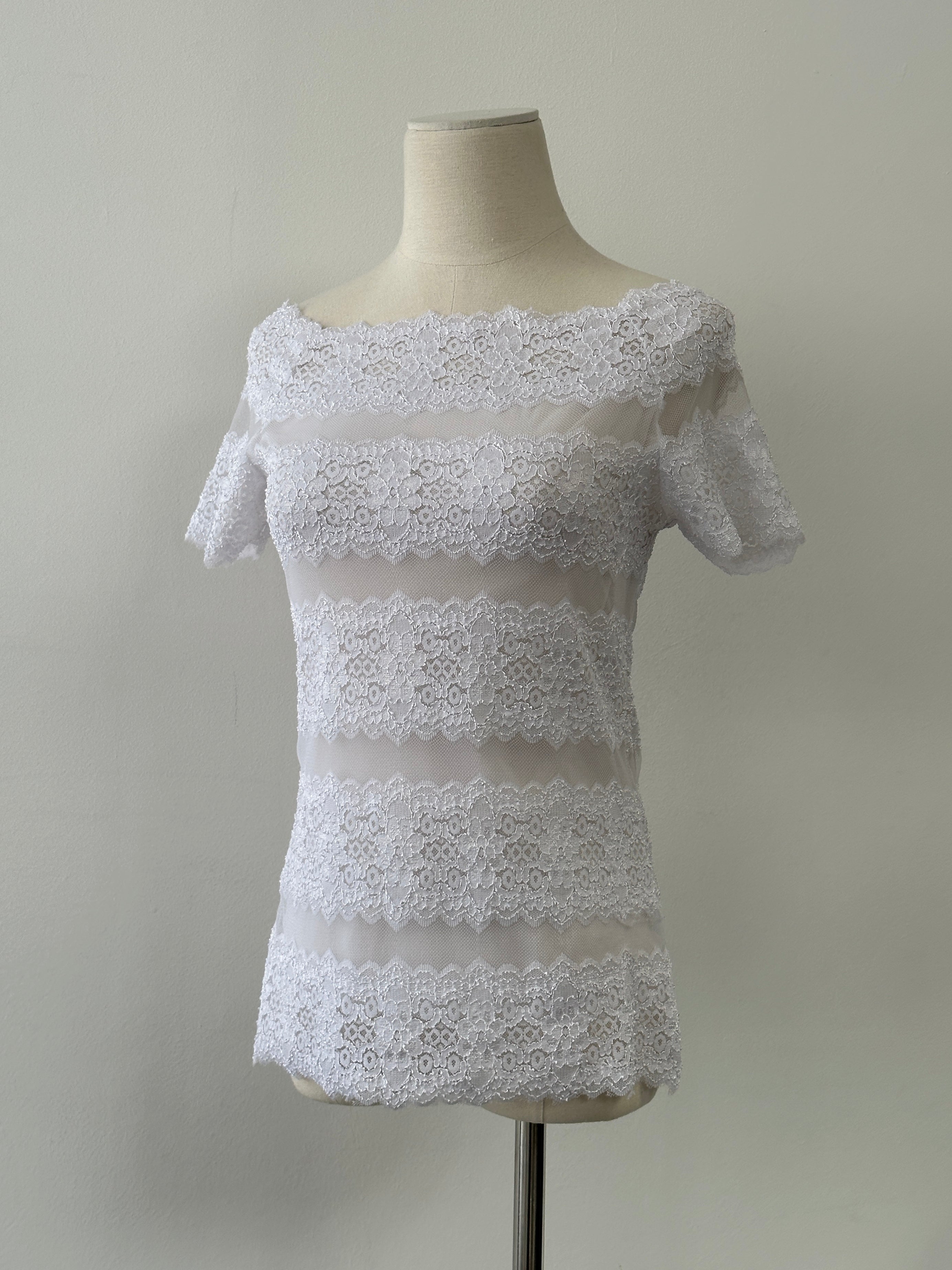 Vintage 2000s Lace Off Shoulder Top - S-M