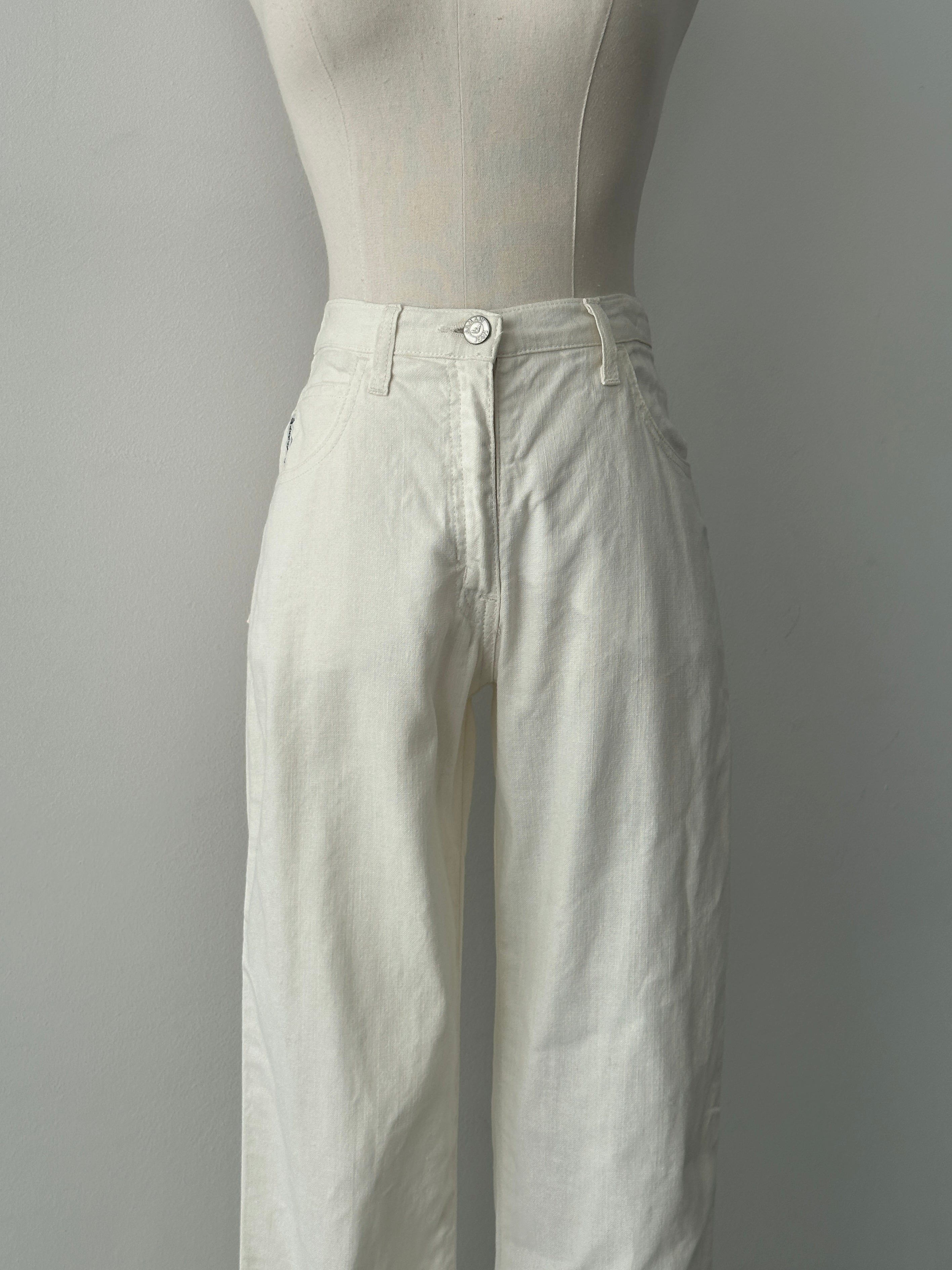 Armani Jeans 1990s Linen Slim Straight Leg Trousers - W26