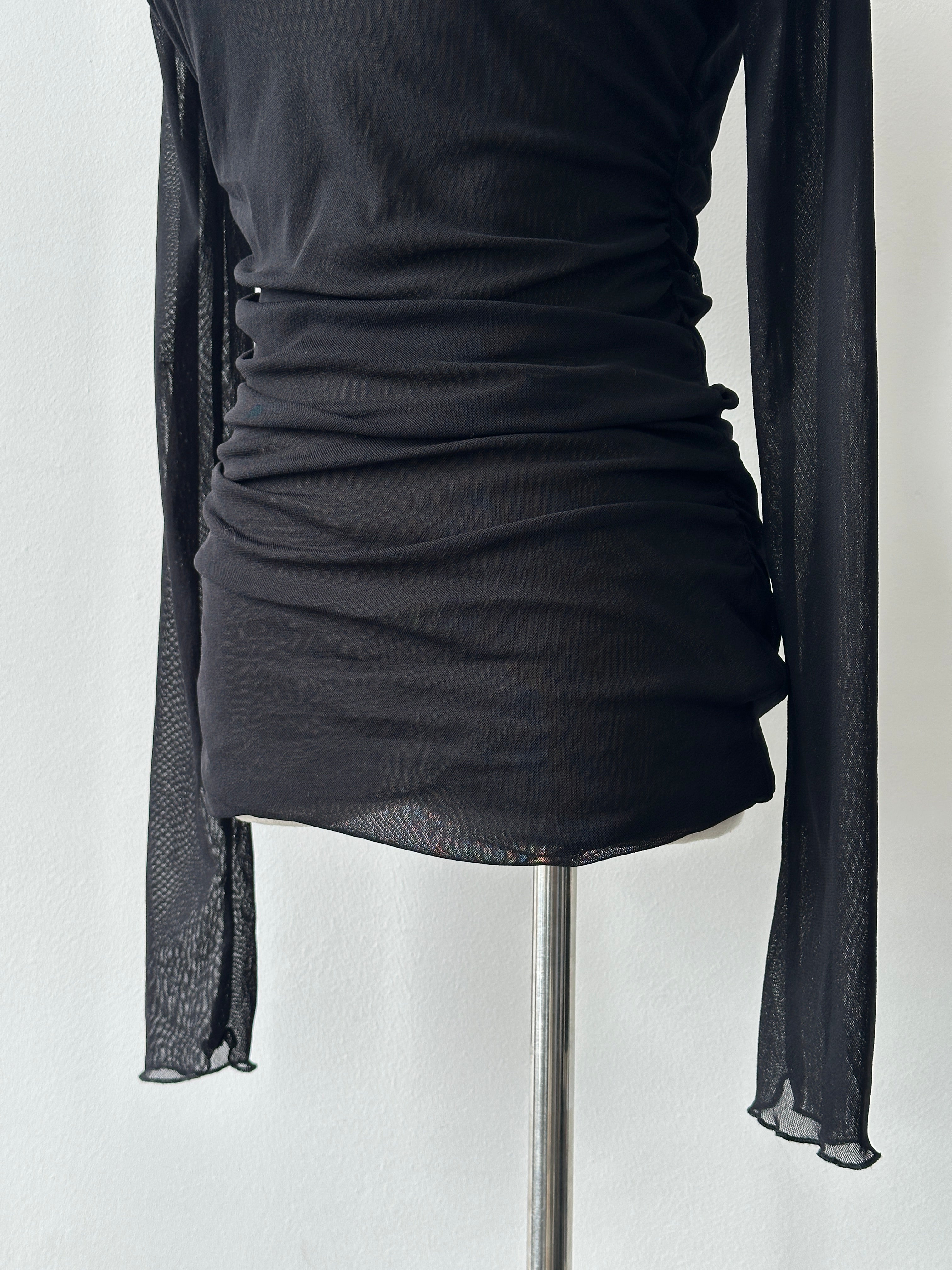 Max Mara Bodywear 2000s Rouched Sheer Top - M
