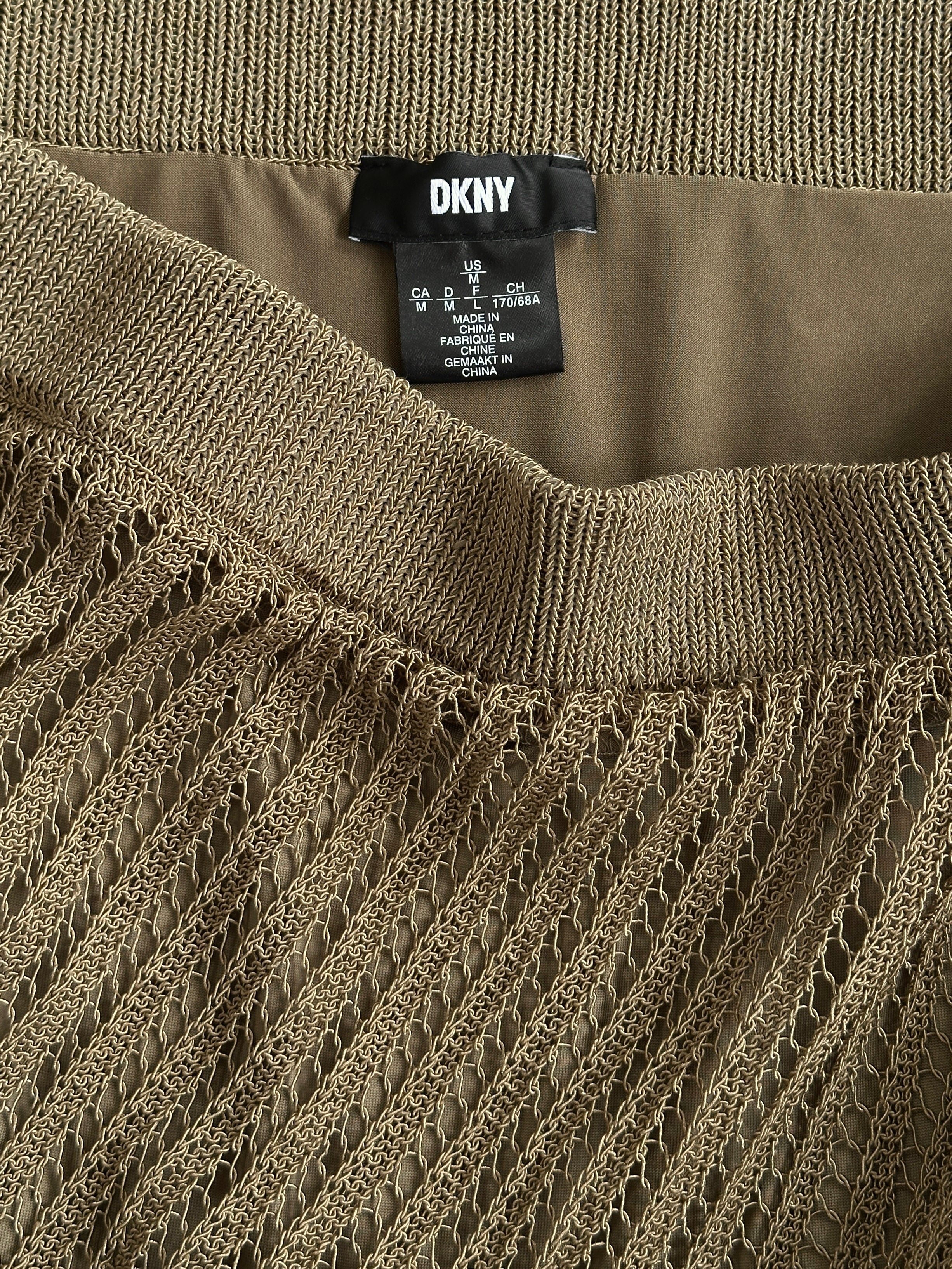 DKNY 2000s Cotton Open Knit Midi Skirt - W30