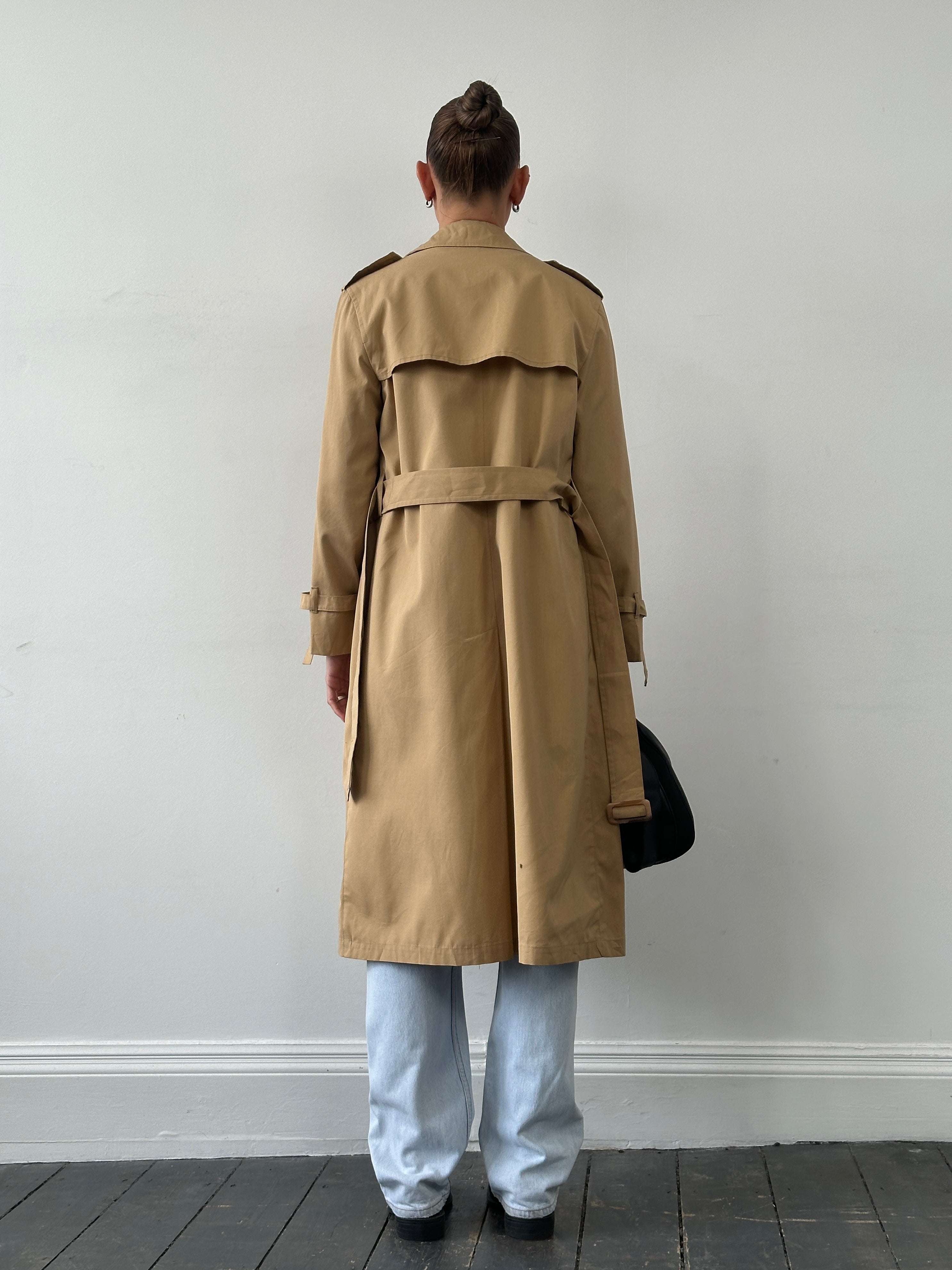 London Fog Cotton Double Breasted Belted Trench Coat - M - SYLK