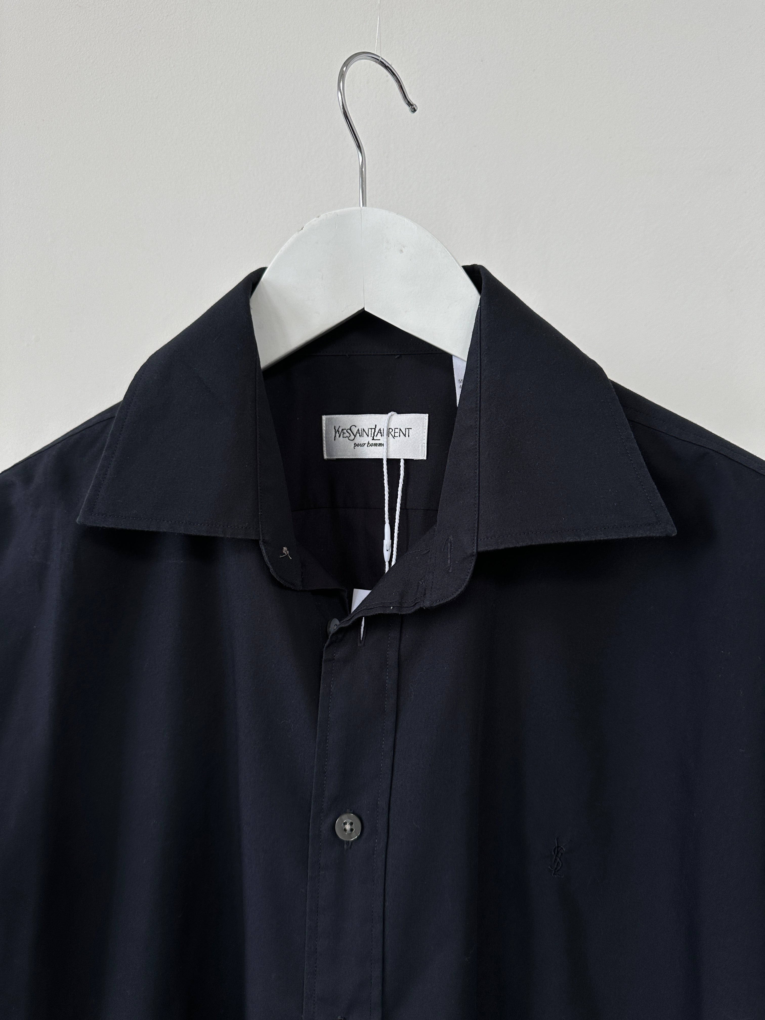 Yves Saint Laurent Pour Homme cotton dress shirt in size L/XL with logo detail, long sleeve, classic button-front design.