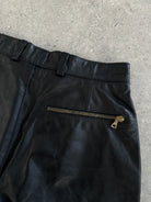 Vintage Leather Straight Leg Trousers - W26 - SYLK