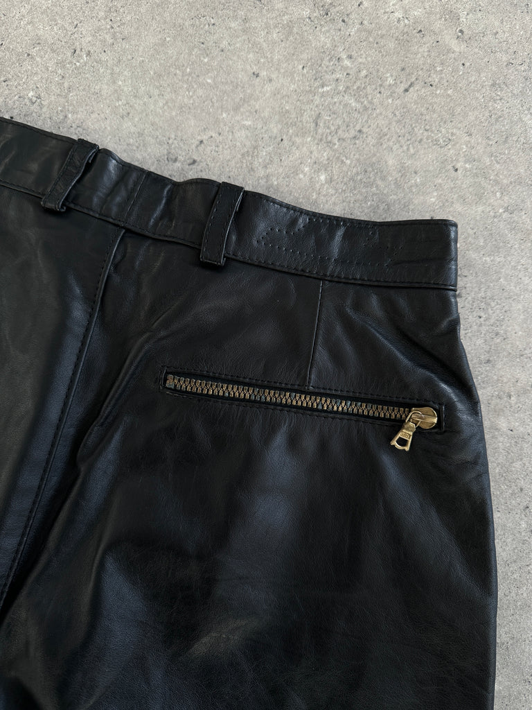 Vintage Leather Straight Leg Trousers - W26 - SYLK