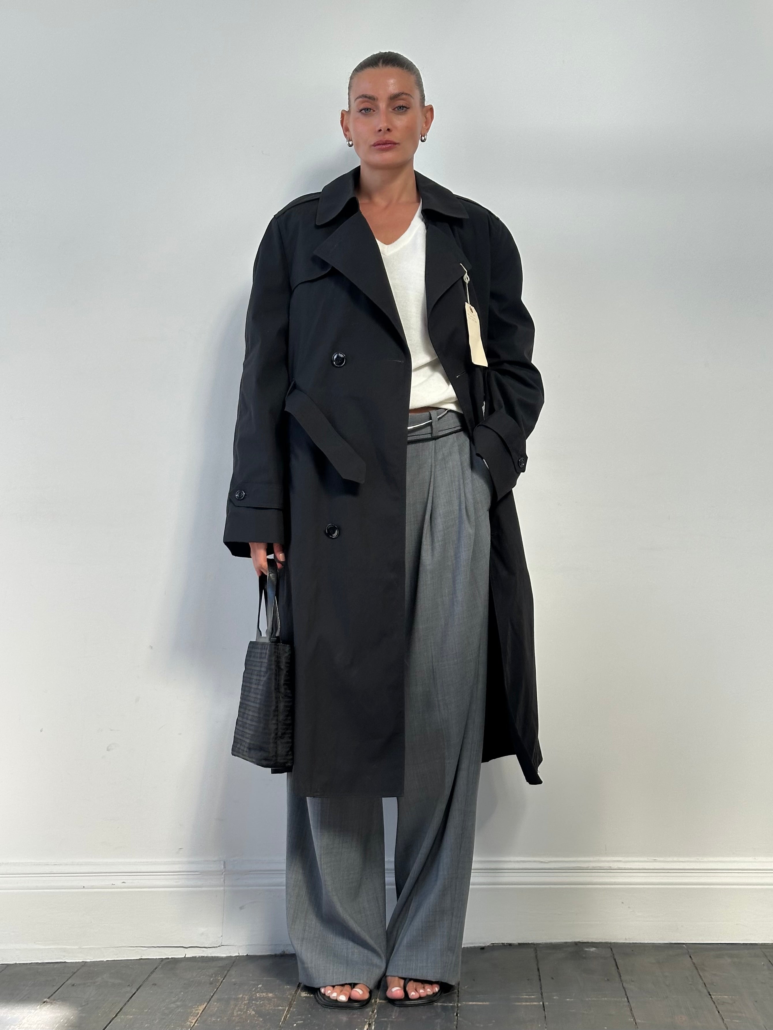 American Vintage Cotton Double Breasted Belted Trench Coat - XL - SYLK