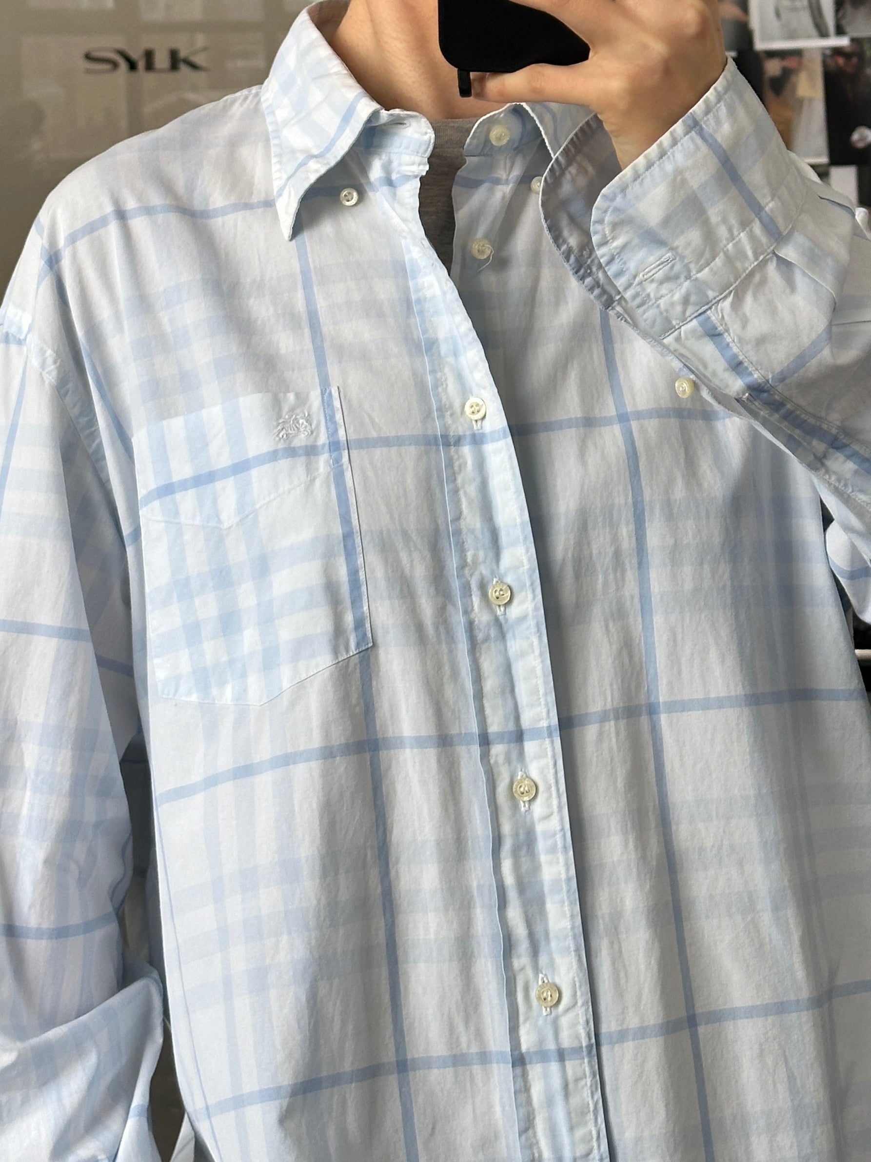 Burberry London 2000s cotton check shirt in XL, featuring the classic plaid pattern and button-down collar.