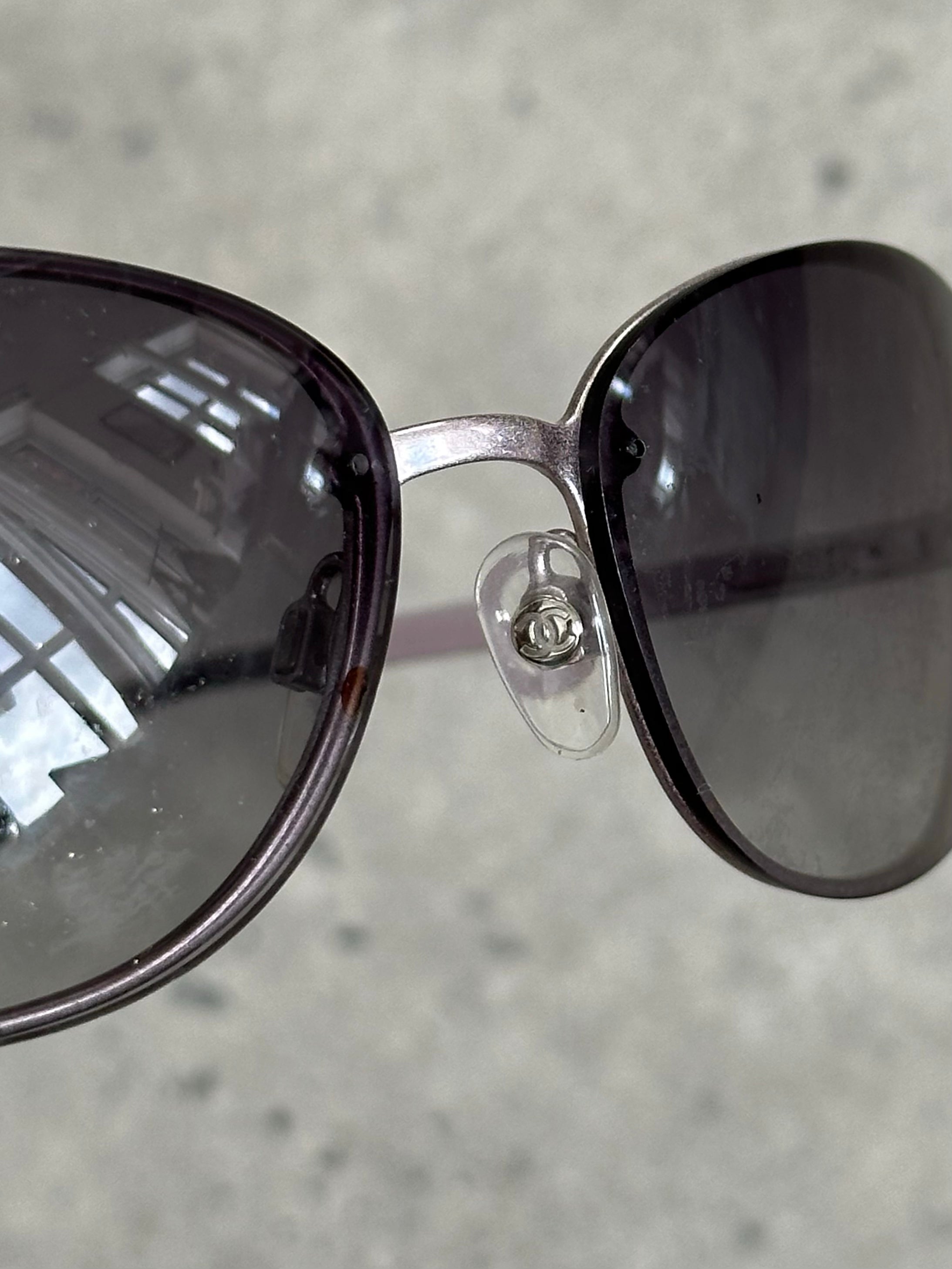 Chanel 2000s Rimless Crystal Bar Rectangle Sunglasses