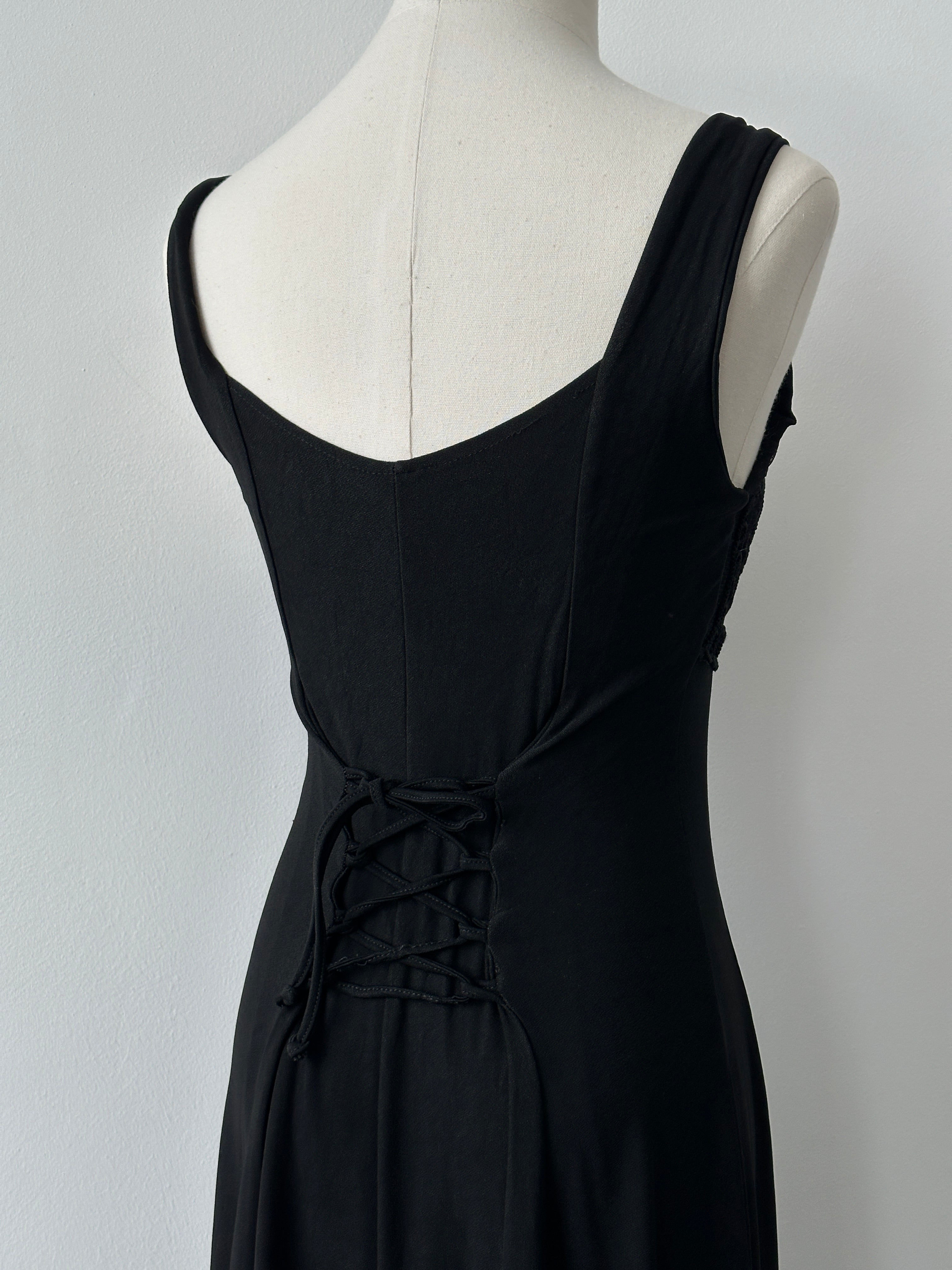 Vintage 1990s Corset Back Floor Length Dress - S-M
