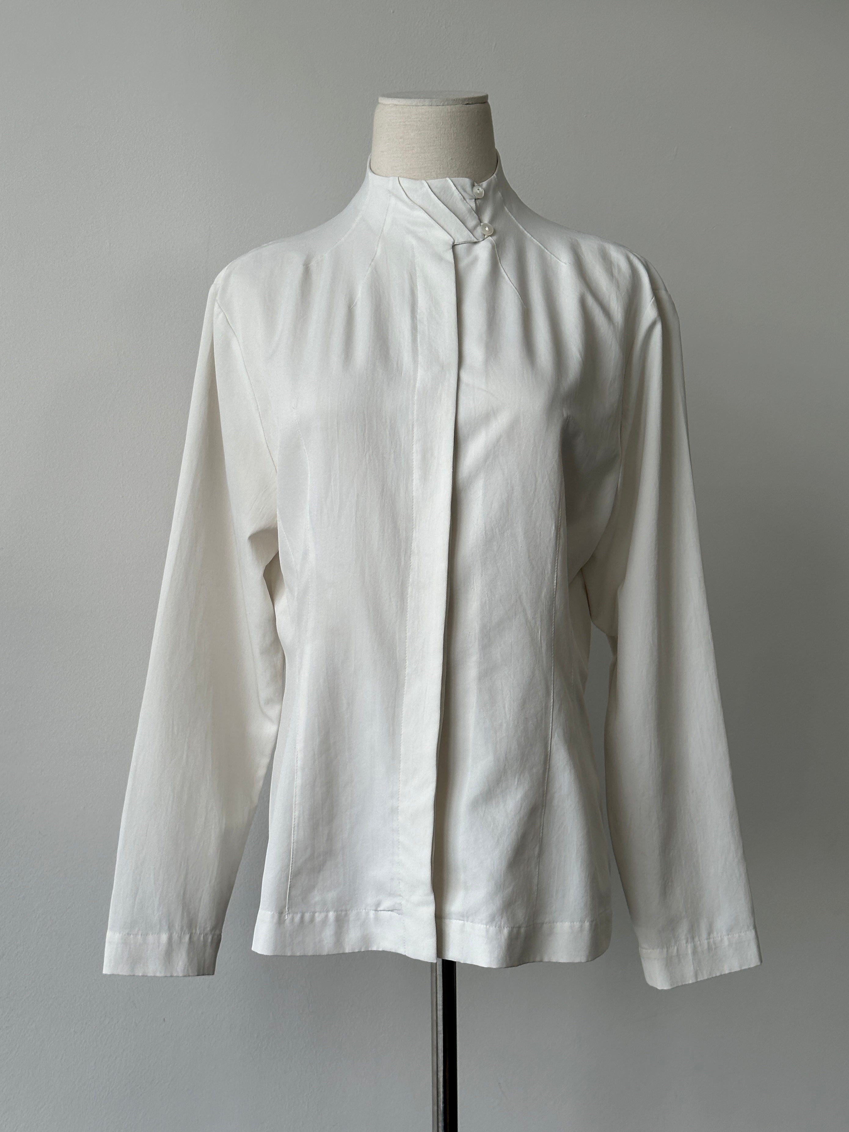 Vintage 1990s High Neck Minimal Shirt - S-M
