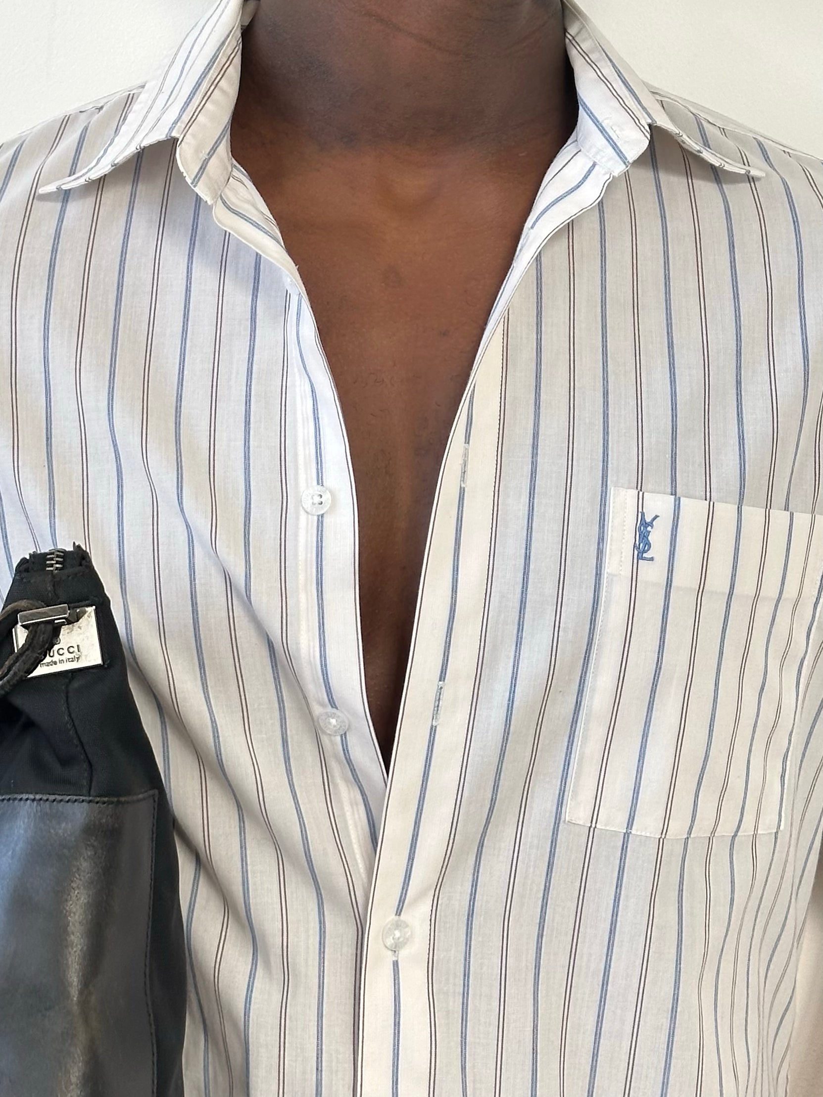 Yves Saint Laurent Pour Homme 1990s Short Sleeve Striped Shirt - M