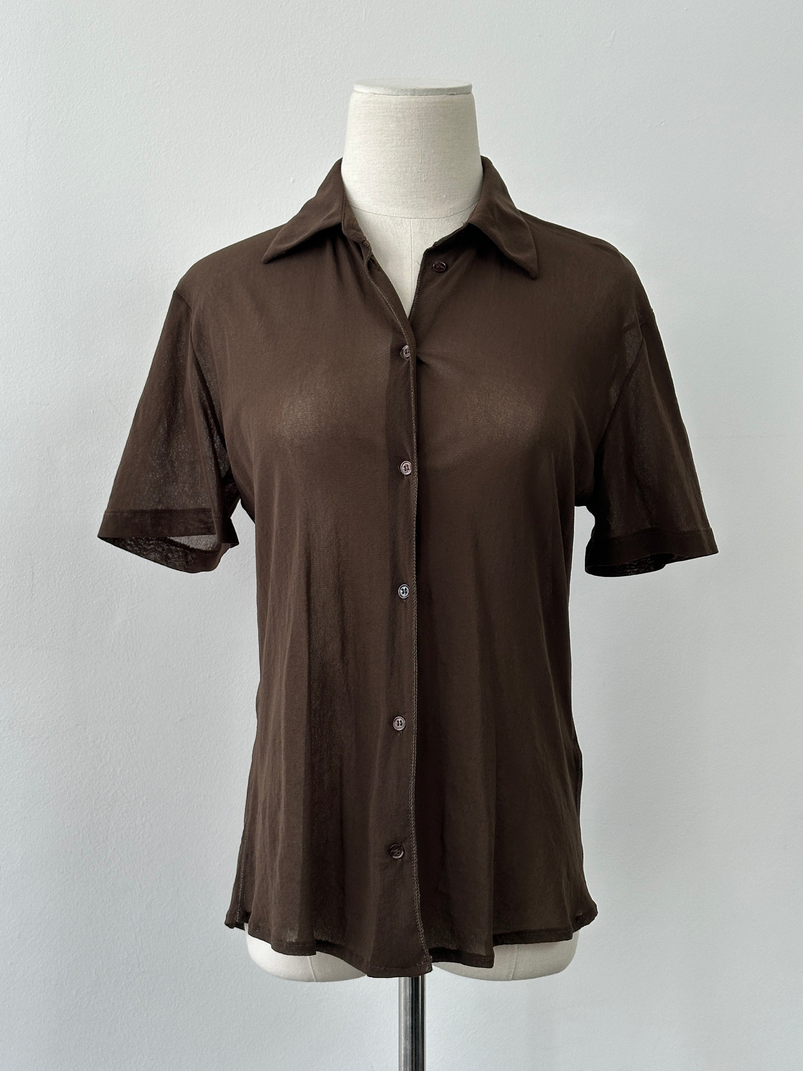 Vintage 2000s Sheer Short Sleeve Shirt - M