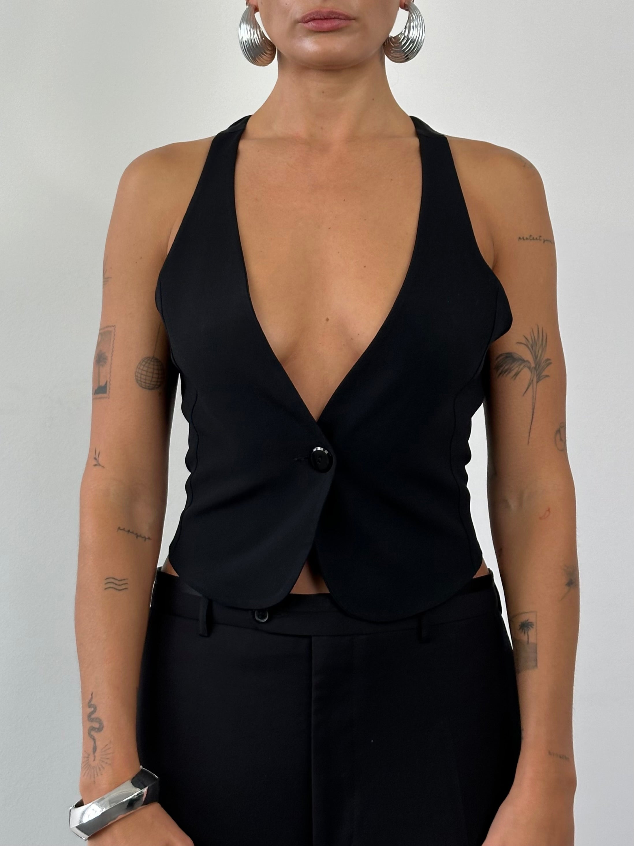 Emporio Armani Single Button Curved Tailored Waistcoat - M/L - SYLK