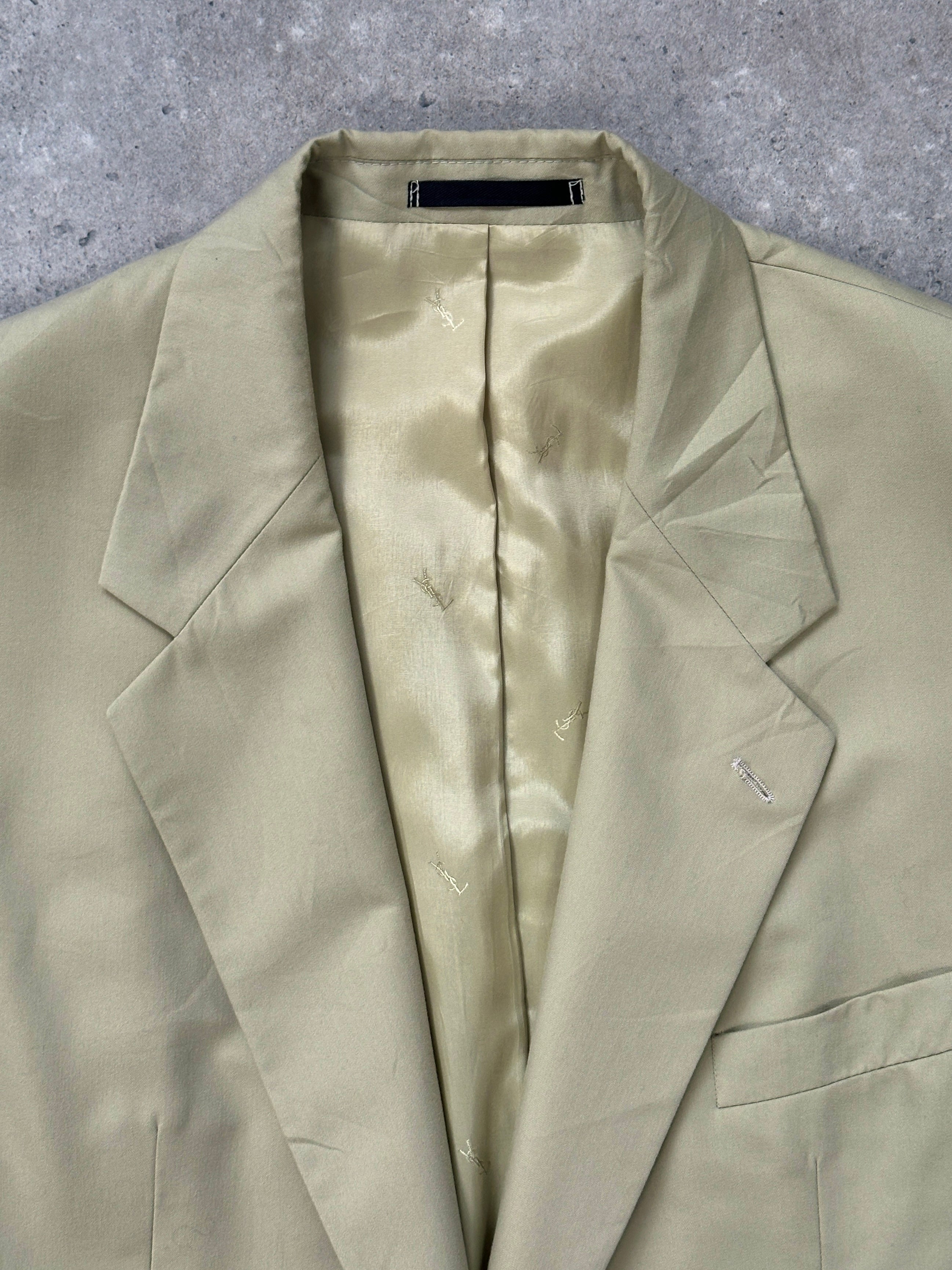 Yves Saint Laurent men's blazer from the 1990s, high neck, single-breasted design, size 42R/L, tailored and stylish.