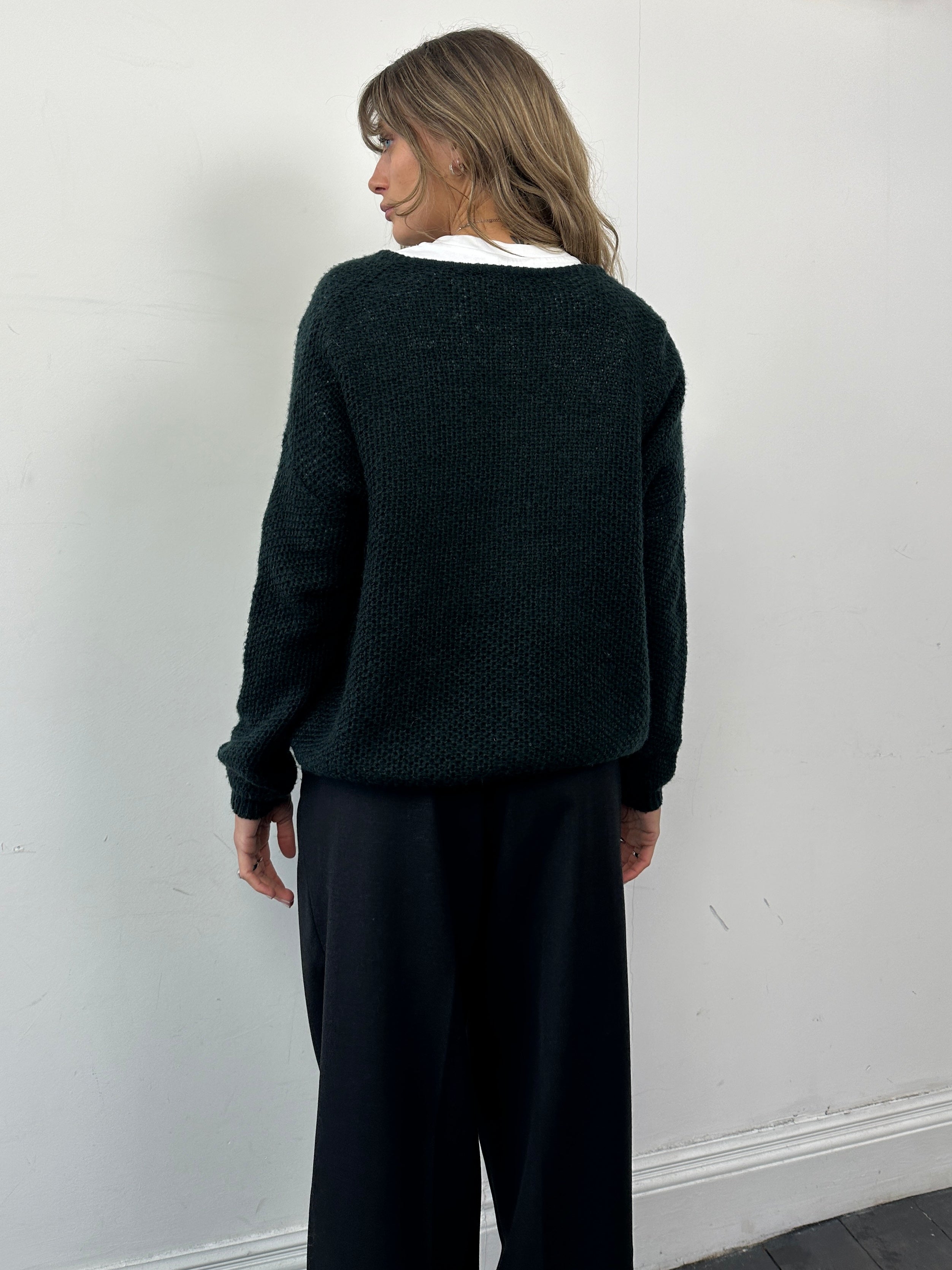 Grace & Mila wool mohair knitted cardigan in size L with a soft, textured knit pattern and button closure.