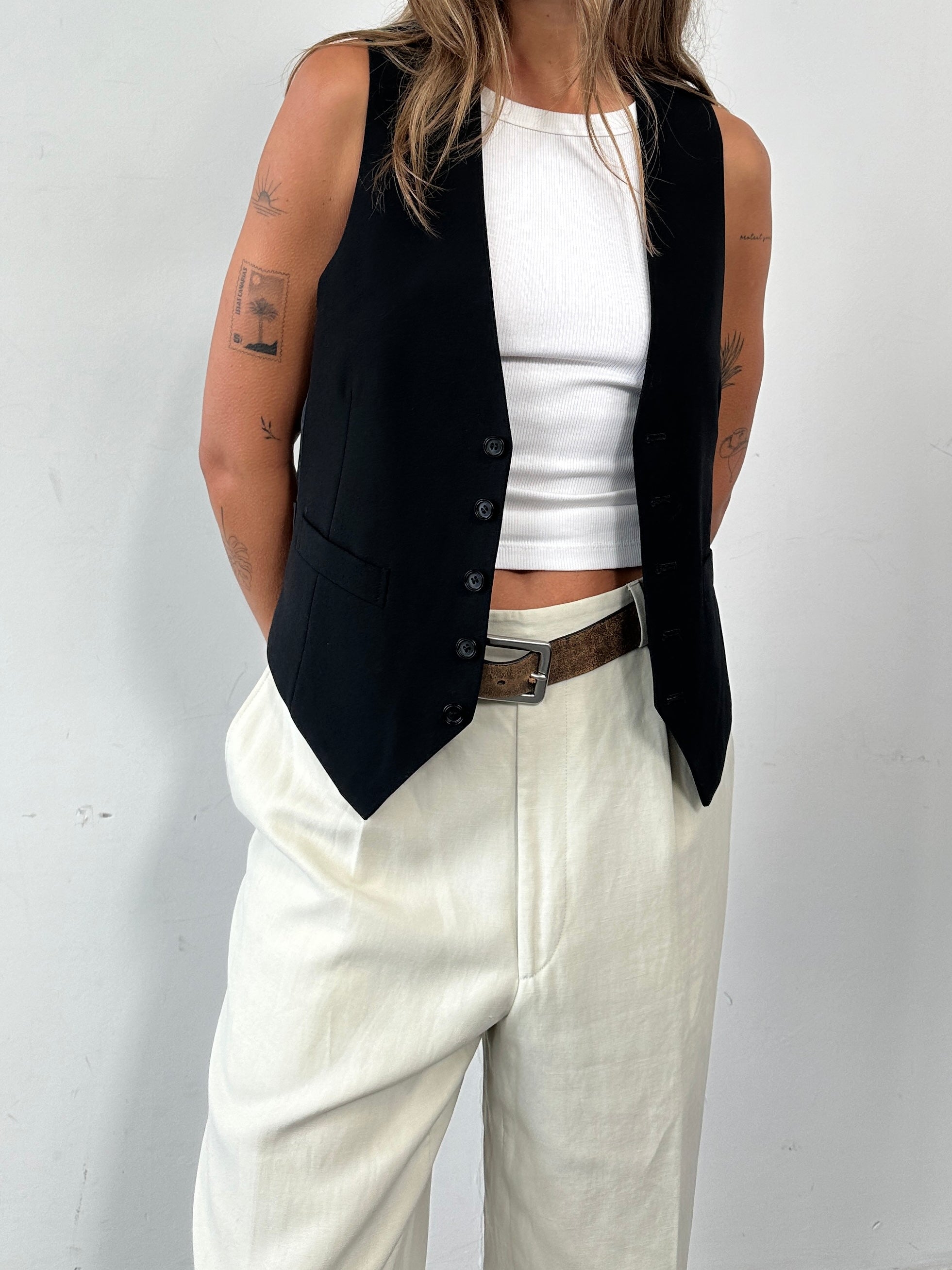 Vintage Wool Tailored Waistcoat - S - SYLK