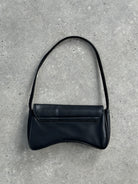 Vintage Faux Leather Curved Shoulder Bag - SYLK