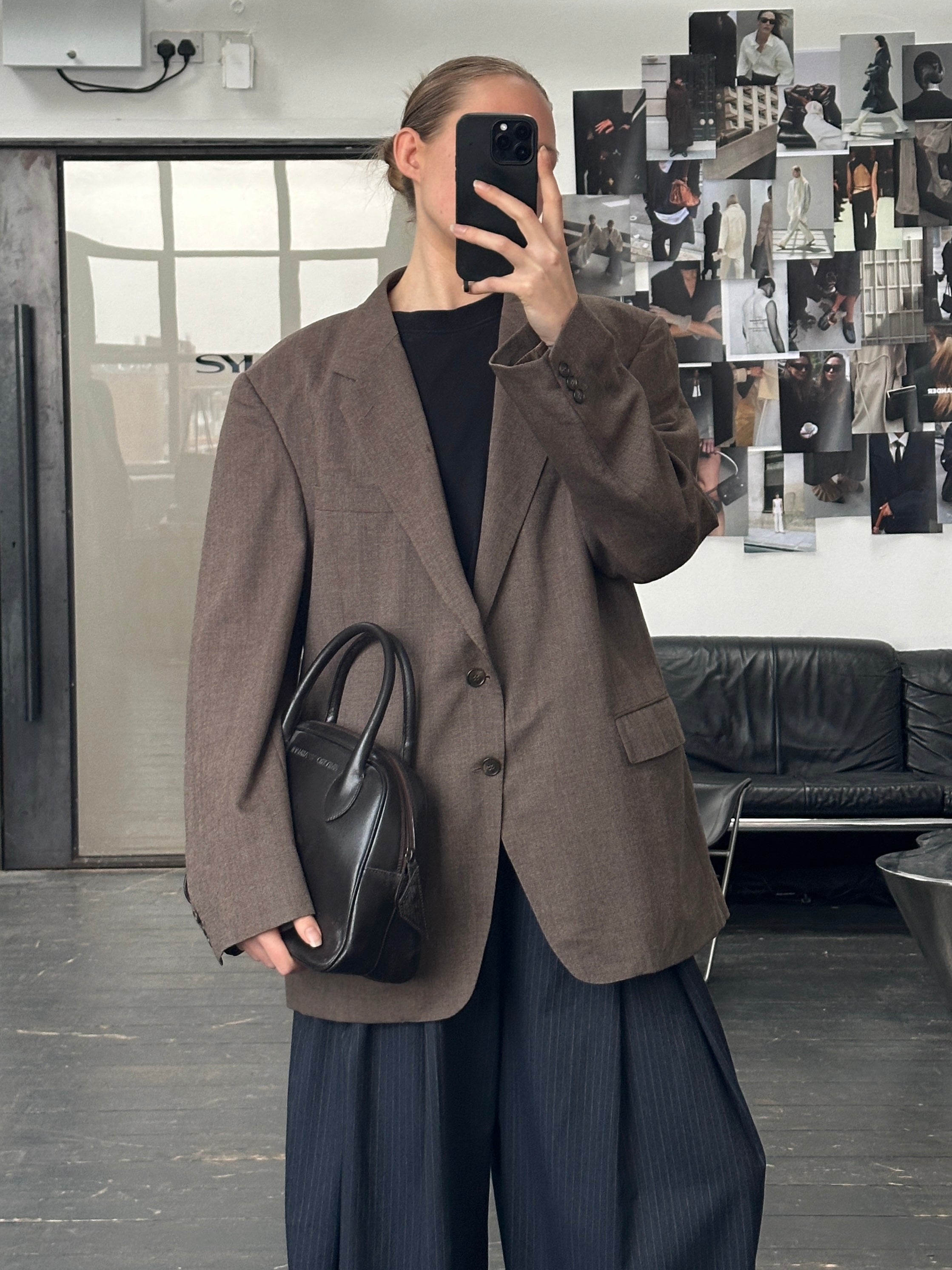 Christian Dior Monsieur 1990s wool single-breasted blazer in size 46R/XXL, showing classic tailored design and dark fabric.