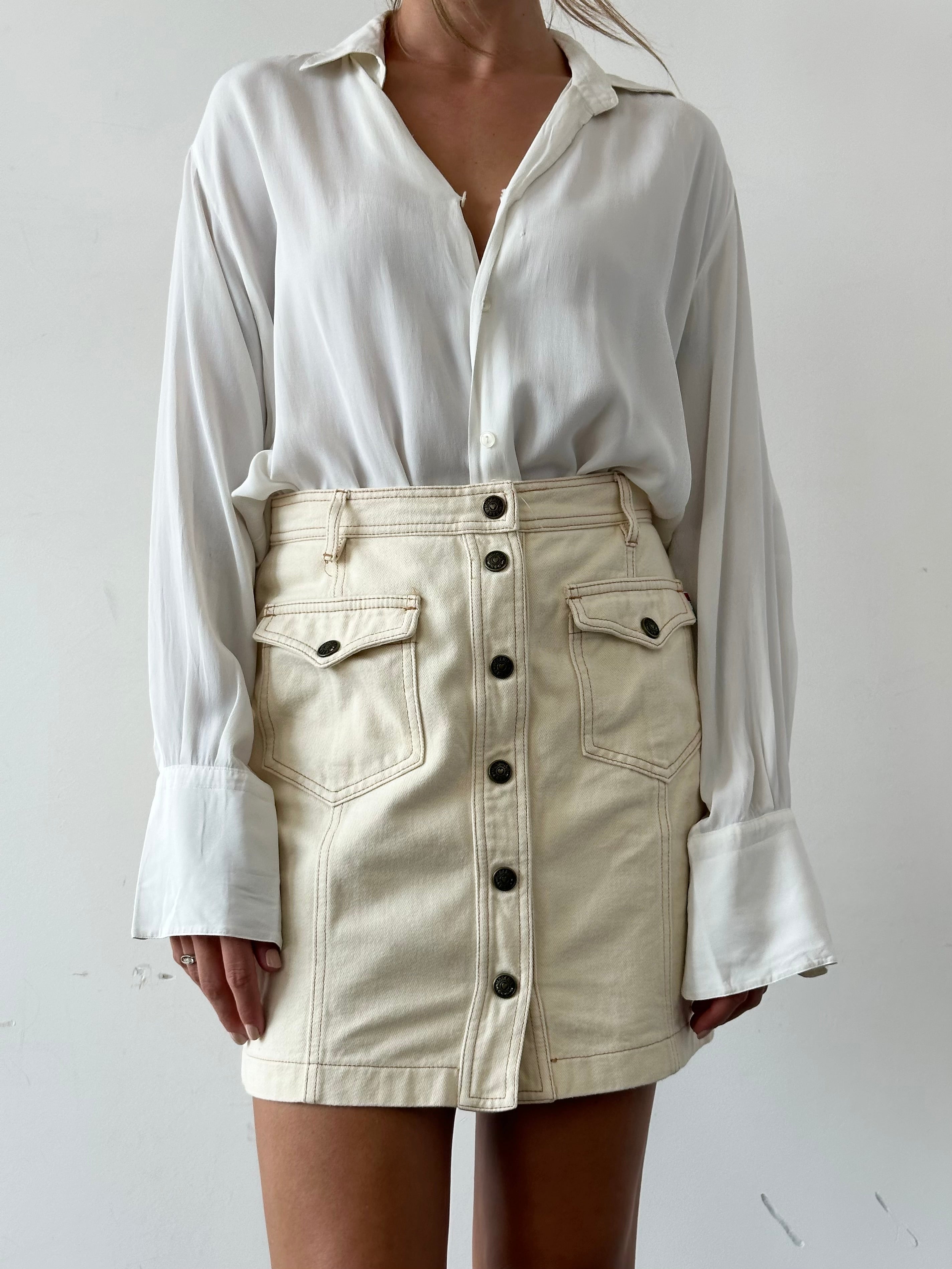 Mini Skirt 90s Skirt Buttons Moschino Jeans 90s Denim Button Mini