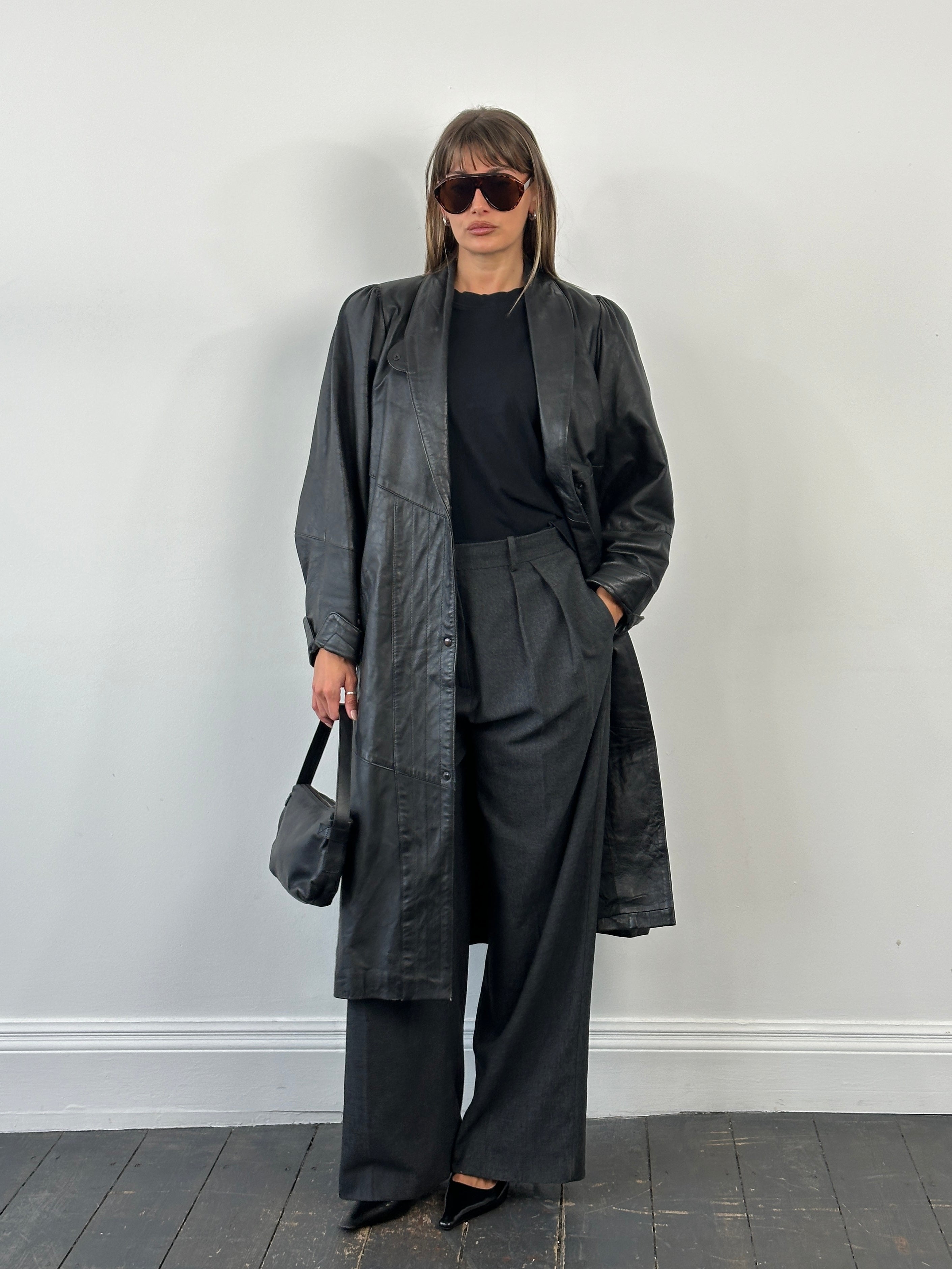 Vintage 1990s Leather Trench Coat - XL - SYLK