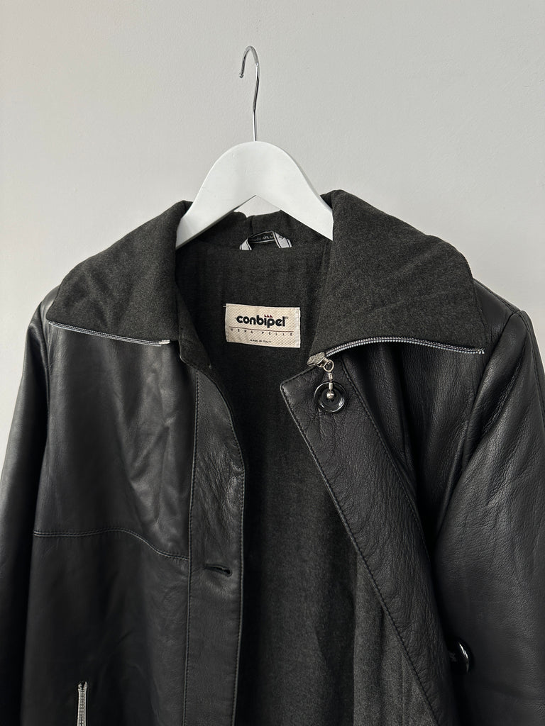 Conbipel Italian Fleece Lined Leather Coat - L/XL - SYLK