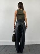 Vintage Leather Straight Leg Trousers - W26 - SYLK