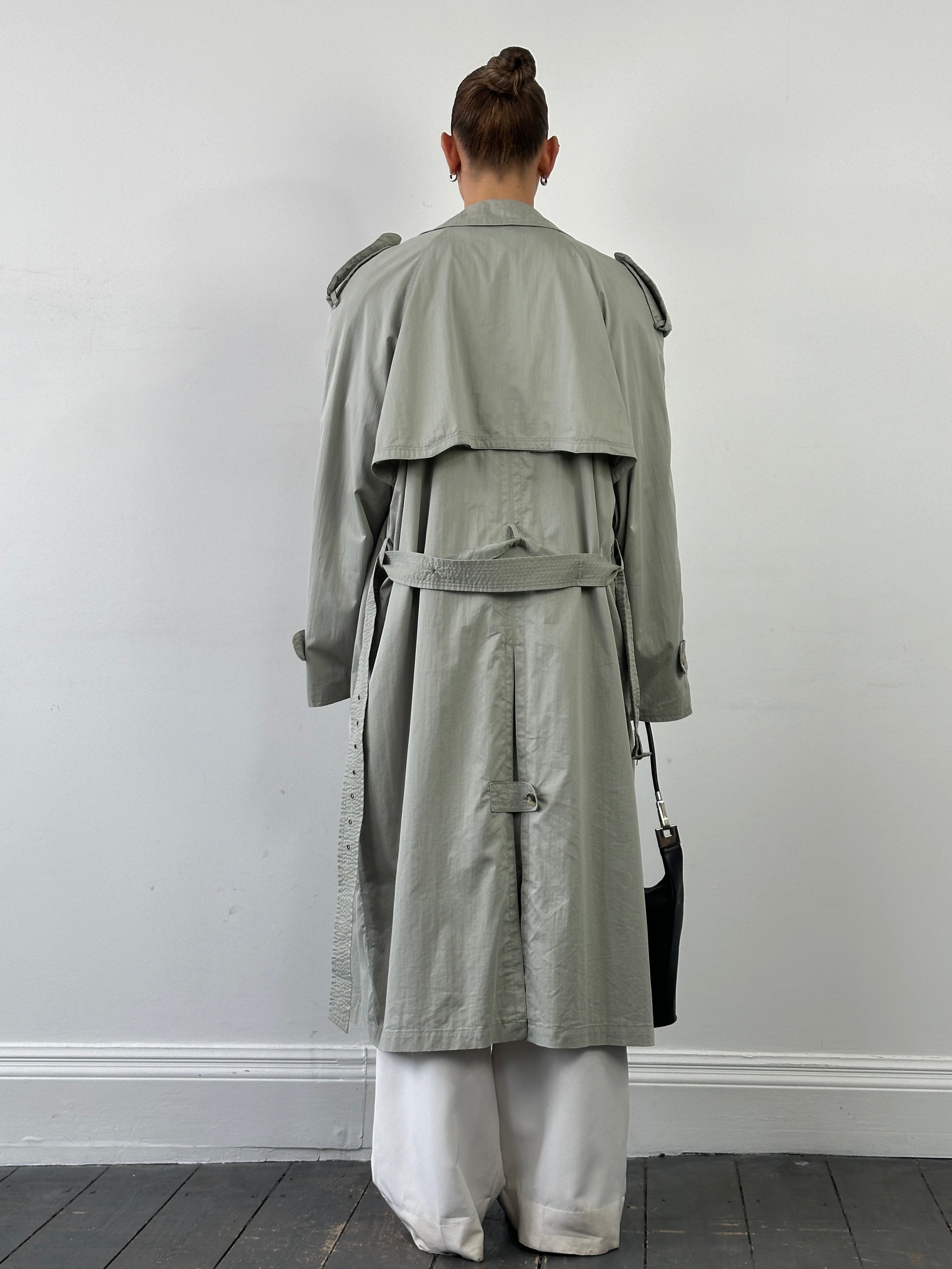 Vintage Cotton Double Breasted Belted Trench Coat - XXL - SYLK