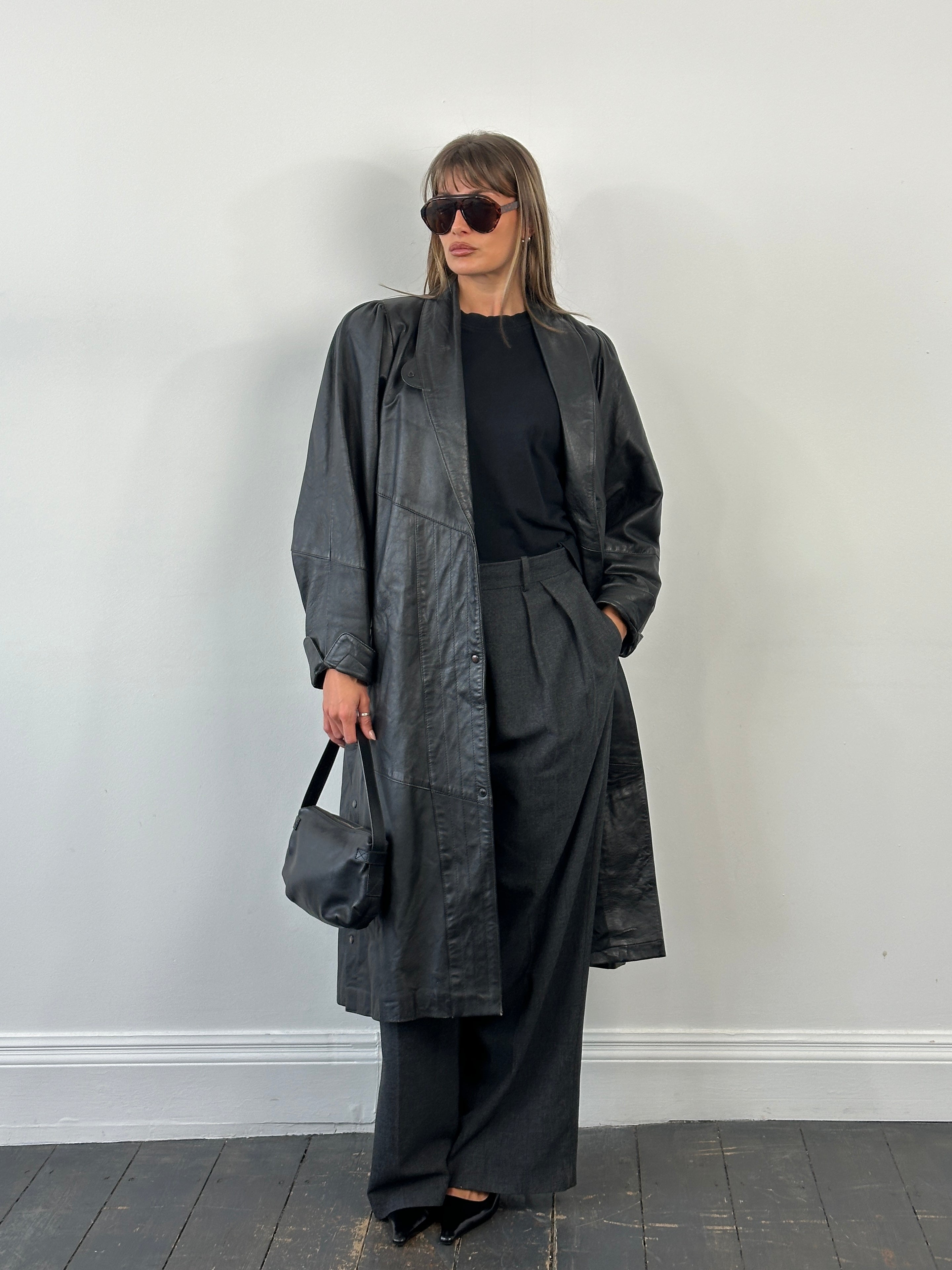 Vintage 1990s Leather Trench Coat - XL - SYLK