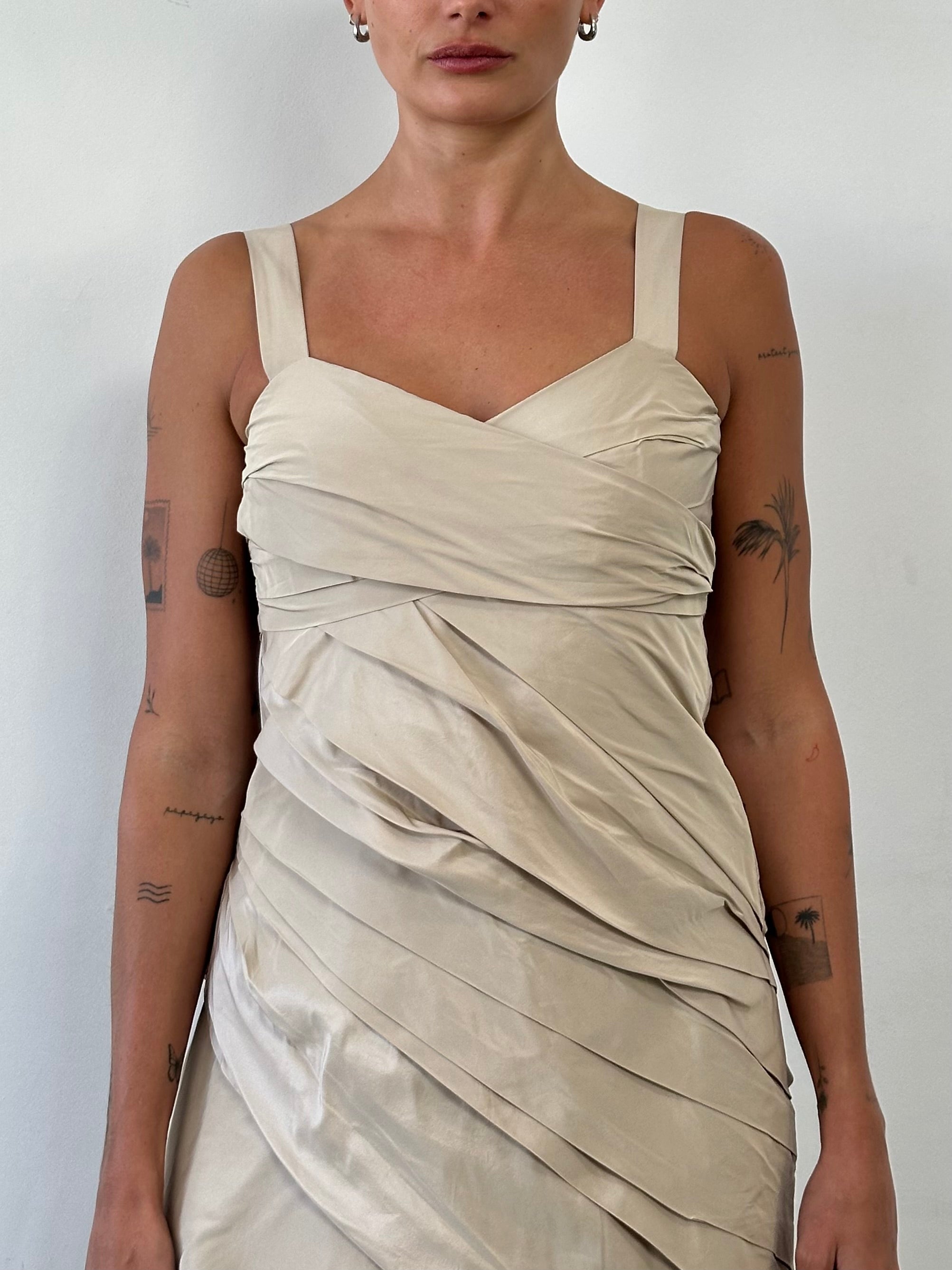 Max Mara silk mini dress with asymmetric bubble hem, size M/UK10, elegant and stylish for formal or casual occasions.