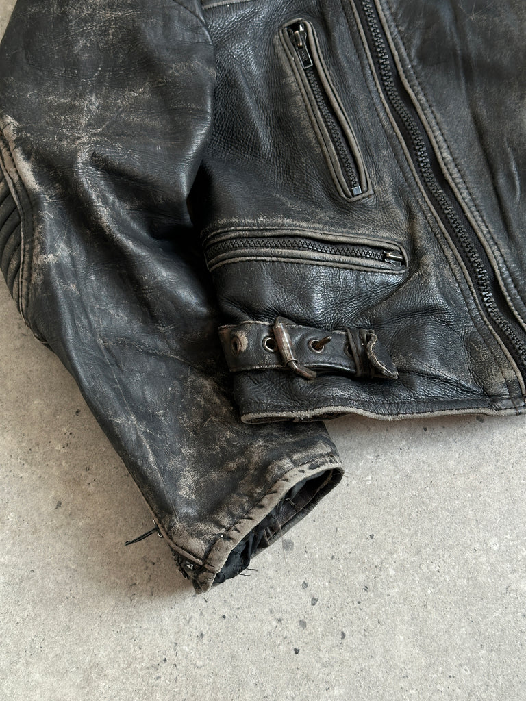 Vintage Motorcycle Distressed Leather Jacket - M/L - SYLK
