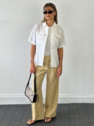 Max Mara Linen Stripe Wide Leg Mid Rise Trousers - W32 - SYLK